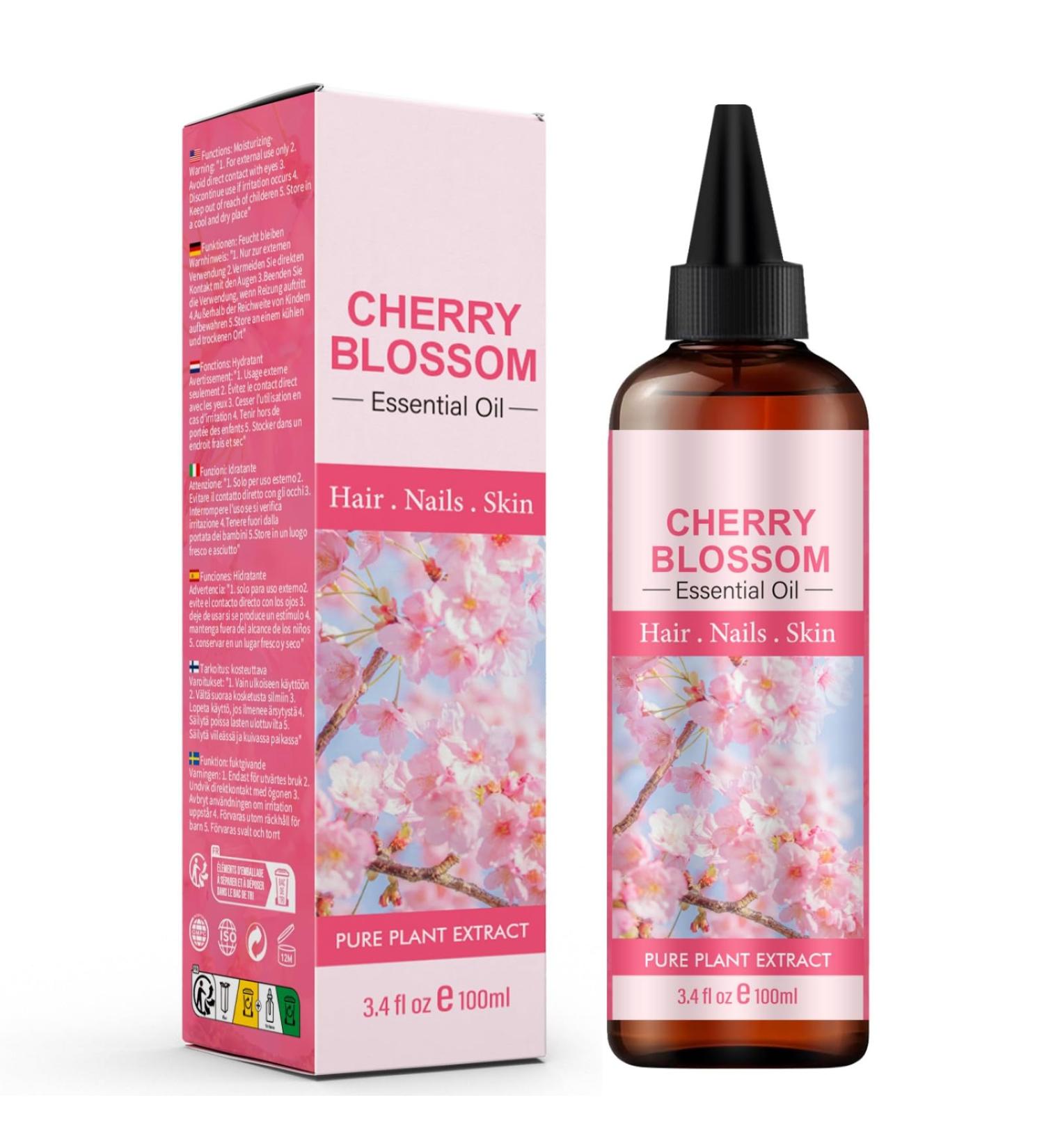 Cherry Blossom Essential Oil Multi-Use Oil for Face Body & Hair Soothing Oil for Dry Skin Hair Care & Nail Strength Lightweight Non-Greasy Relaxing Home & Gift Essential Oil for Bath Massage - Buy Online on GoSupps.com