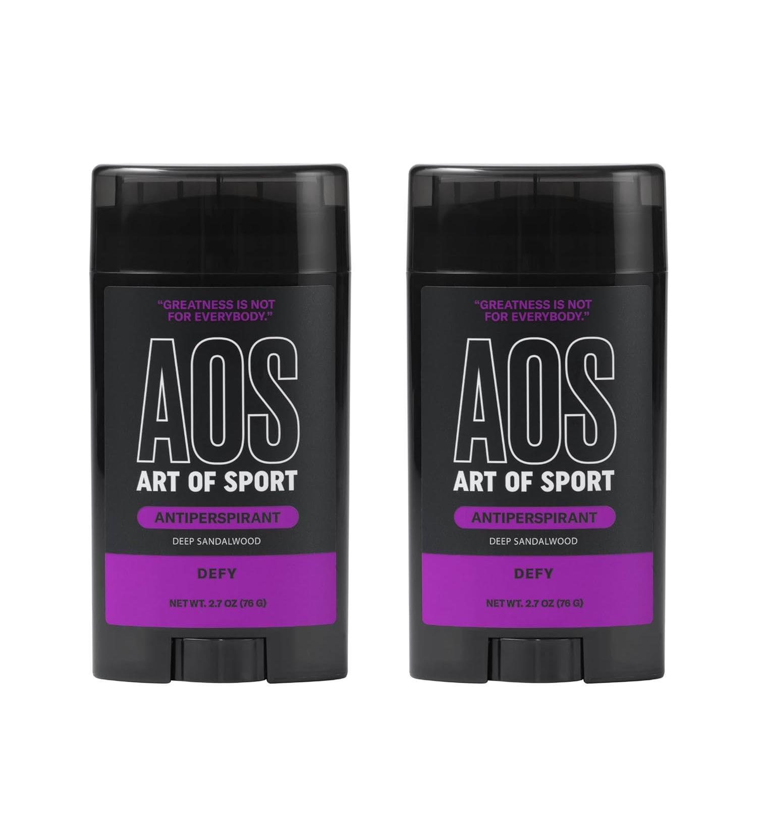 Art of Sport Men’s Antiperspirant & Deodorant, Sandalwood, Made with Natural Botanicals, Moisturizing Tea Tree Soap, Made for Athletes, Defy Scent, 2.7 Ounce (Pack of 2) - Buy Online on GoSupps.com