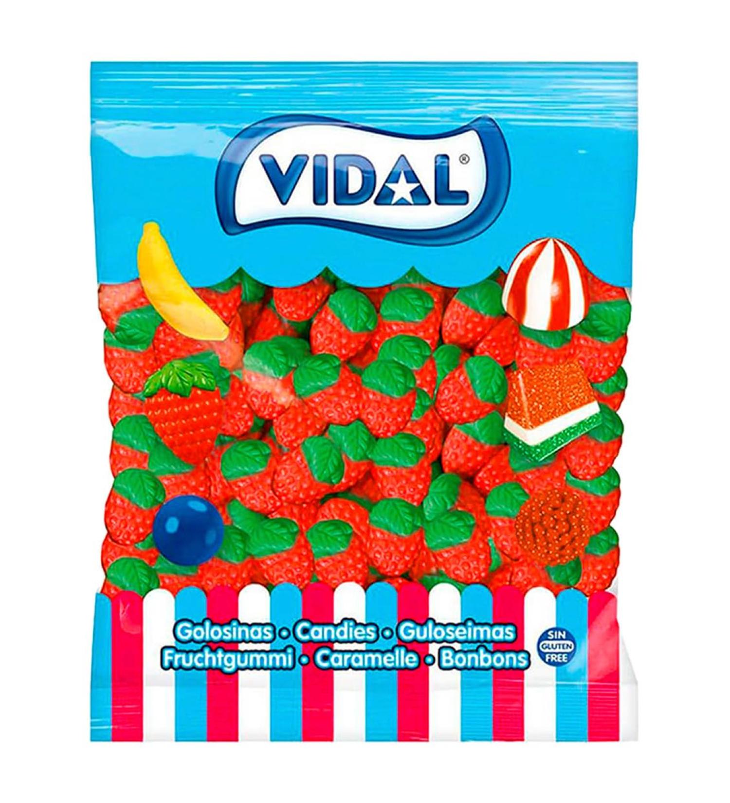 Vidal Wild Strawberry Treats Rubber Candy with Strawberry Flavour and Shape Green and Red Colors 1.5kg Bag - Buy Online on GoSupps.com