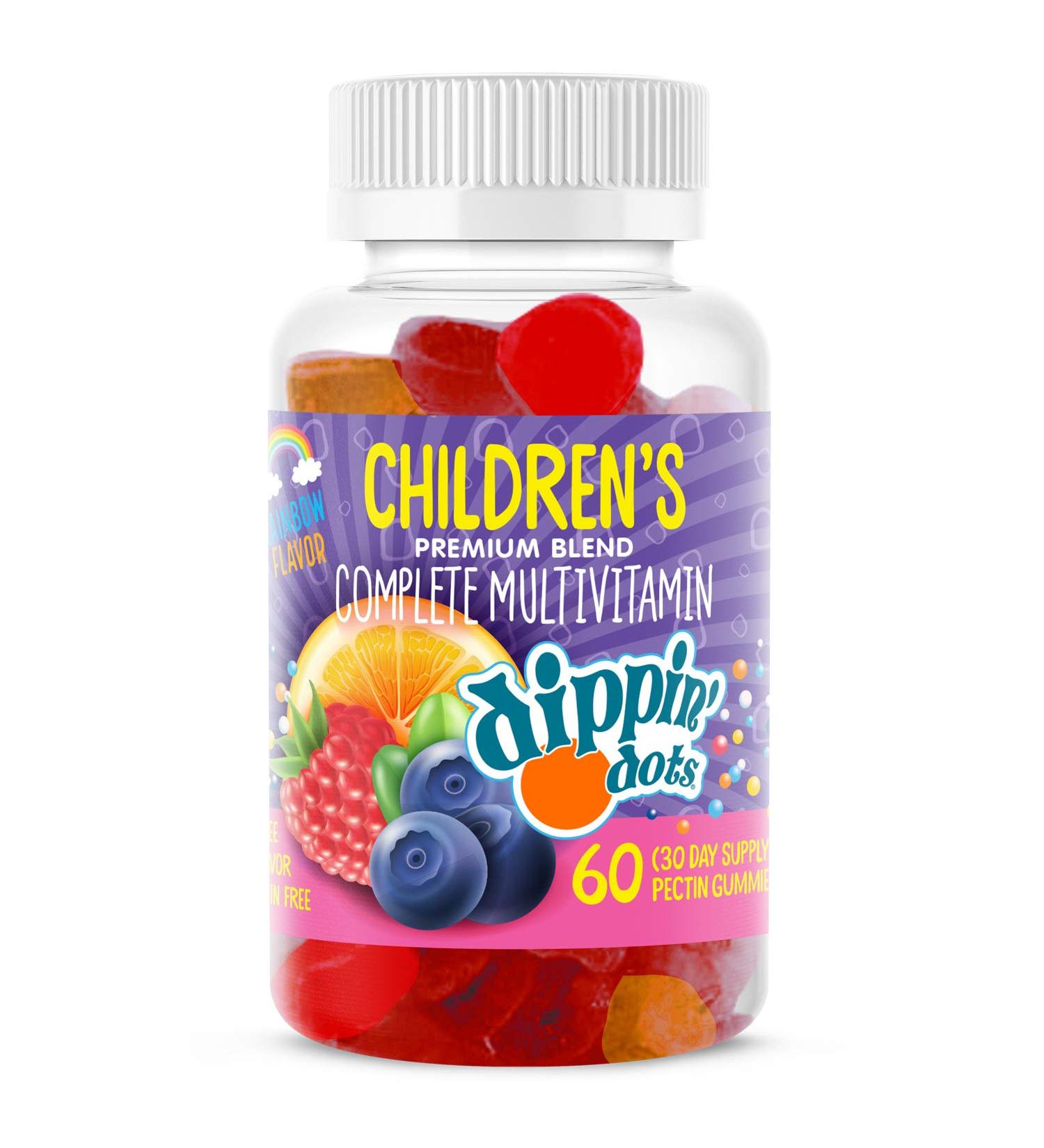 Dippin' Dots Multivitamin Gummies for Kids (60 Count) | Rainbow Fruit Flavor | Premium Complete Multivitamin Blend with Vitamin A, B, C, D3, E, B6, Zinc | Vegetarian & Non-GMO - Buy Online on GoSupps.com