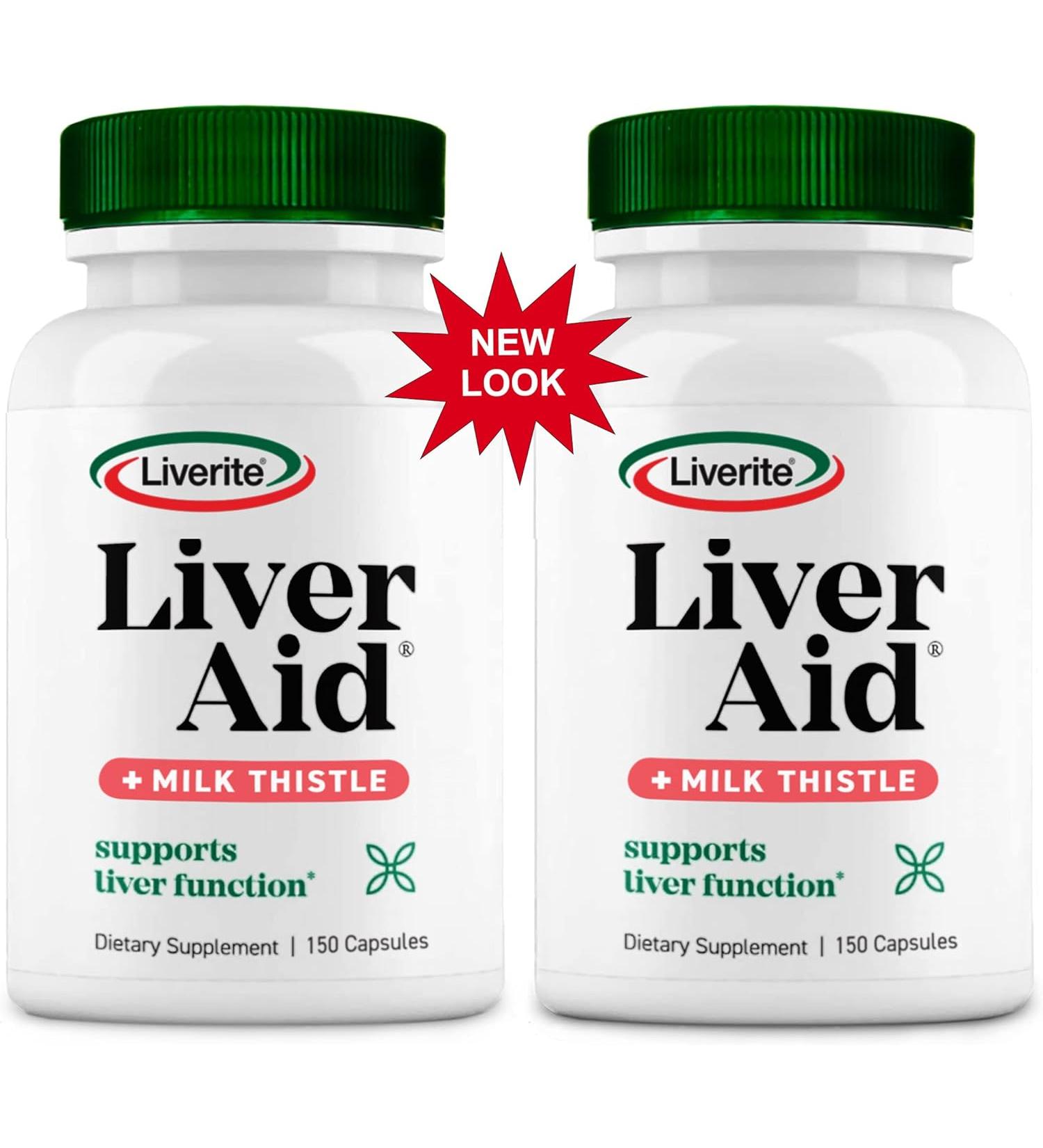 Liverite Liver Aid 2-Pack with Milk Thistle | 300 Capsules for Liver Support & Energy Boost - Buy Online on GoSupps.com