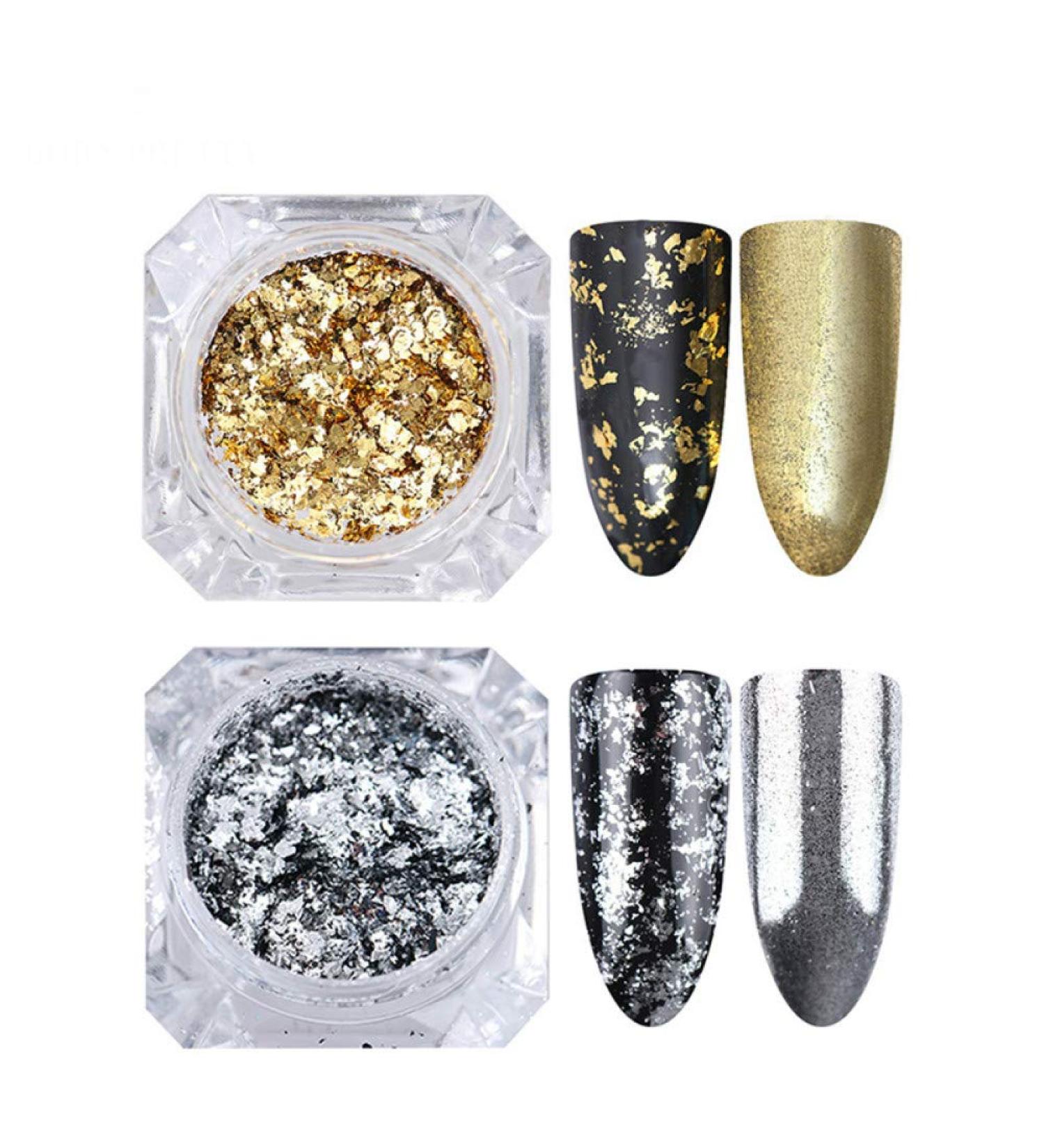 Ruluti Silver Flakes Nail Glitter - Bling Mirror Sequins for Stunning Nail Art Decoration - Buy Online on GoSupps.com