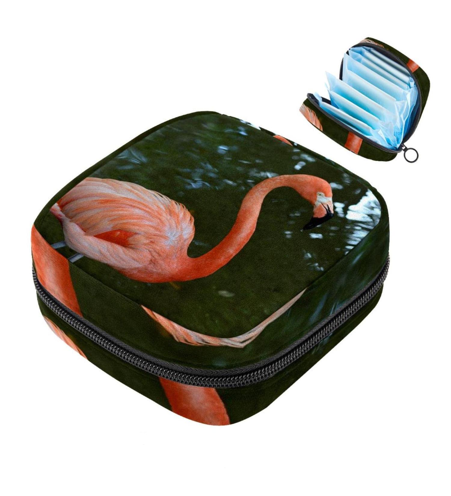 Flamingo on River Women's Menstrual Bag - Portable Zipper Storage for Teens & Adults - Buy Online on GoSupps.com