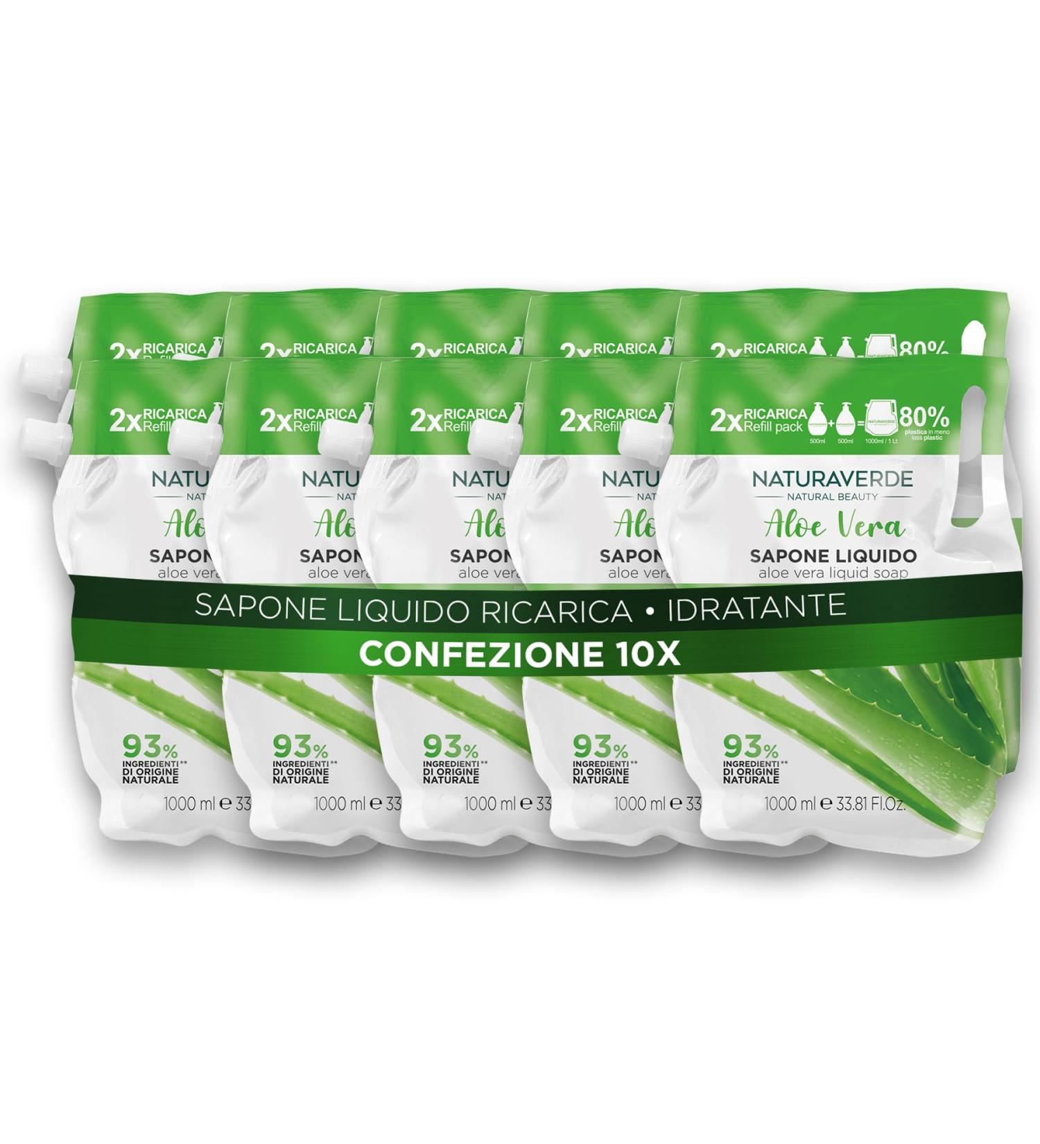  Naturaverde Naturaverde | Natural Beauty - Aloe Vera Liquid Soap Refill Cleansing & Moisturizing Hand Soap 10 x 1000ml - Buy Online on GoSupps.com