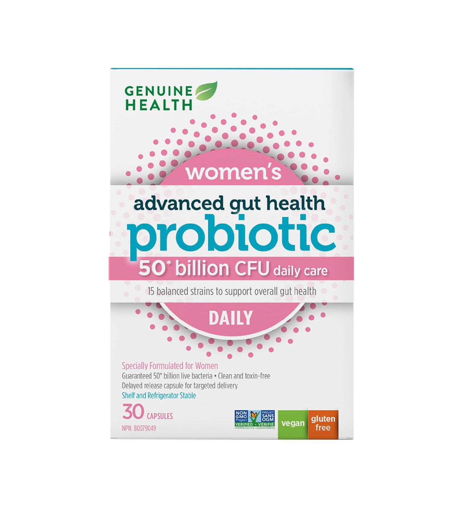 Genuine Health Probiotic for Women 30 count 50 Billion CFU Natural daily digestive immune stress support and vaginal pH balance 15 diverse and balanced strains per capsule Dairy soy & gluten-free Non-GMO Vegan 30 count (Pack of 1) - Buy Online on GoSupps.com