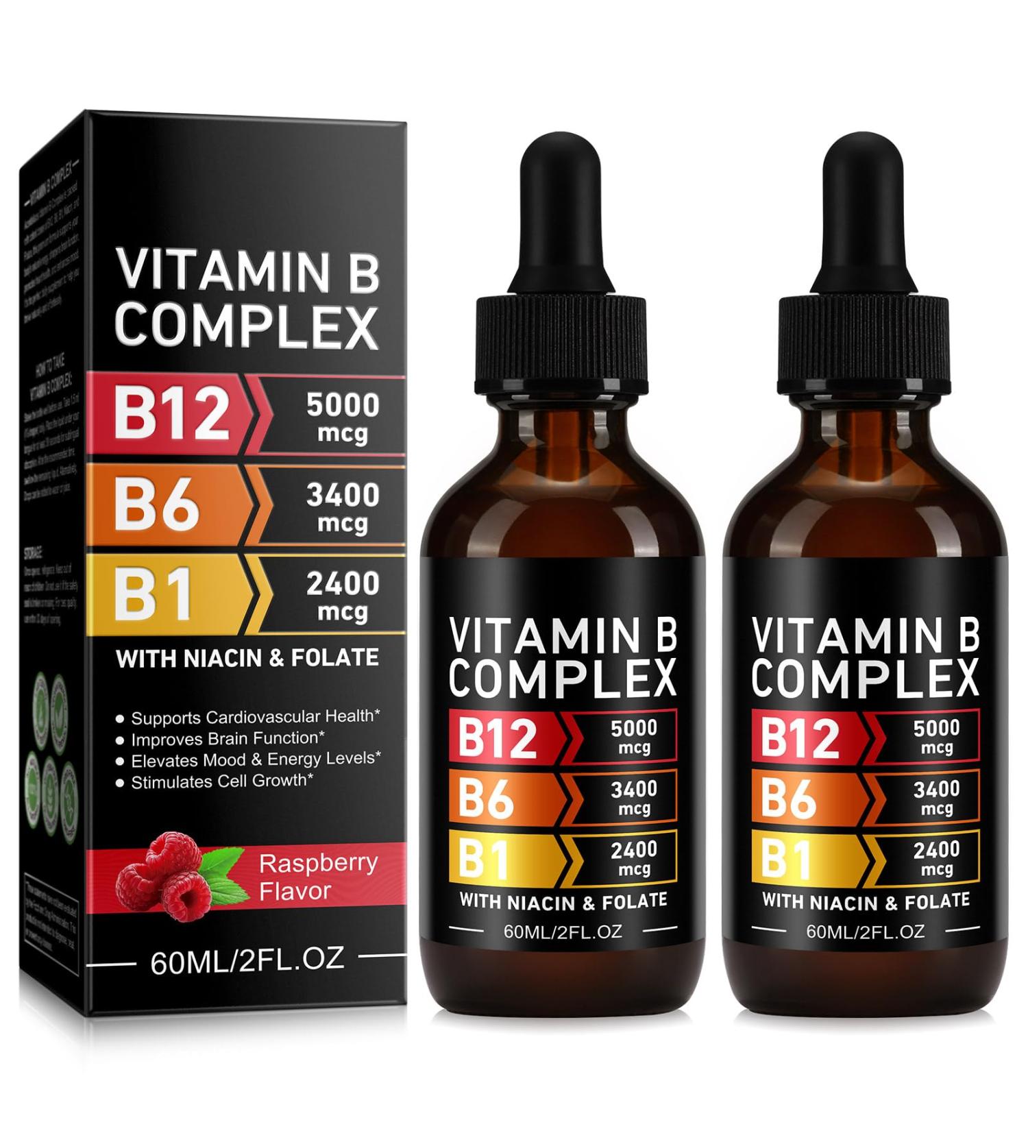 Frovetani 2PCS Organic Vitamin B Complex B Complex Vitamins for Women Vitamin B Complex Liquid Vitamin B12 Methylcobalamin Vitamin b6 B1 B9 for Metabolic Health Support Vegan Non-GMO Gluten Free - Buy Online on GoSupps.com