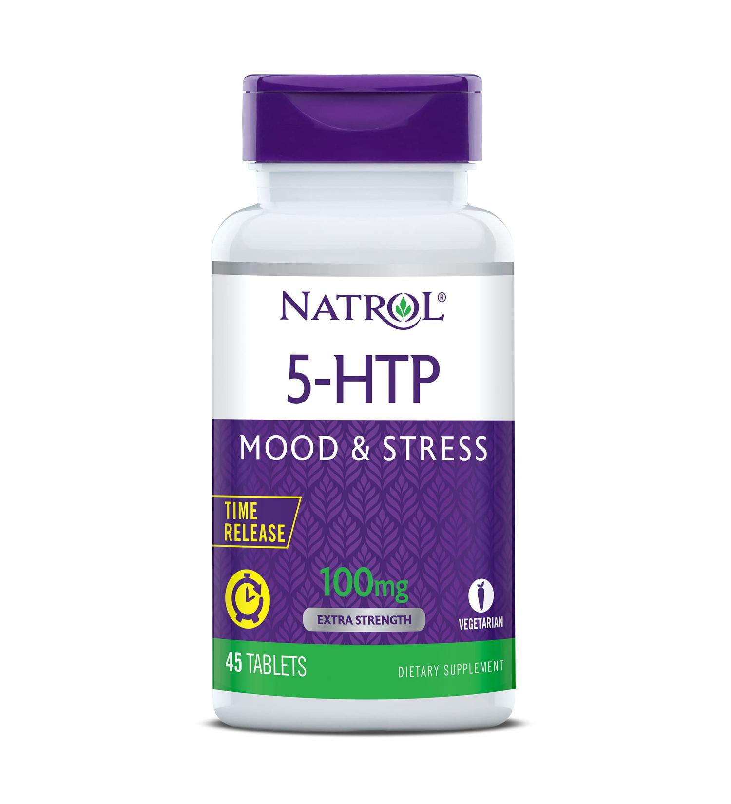 Natrol 5-HTP Time Release Tablets 100mg - 45 Count | Promotes Calm & Positive Mood, Drug-Free Formula | Maximum Strength Controlled Release - Buy Online on GoSupps.com