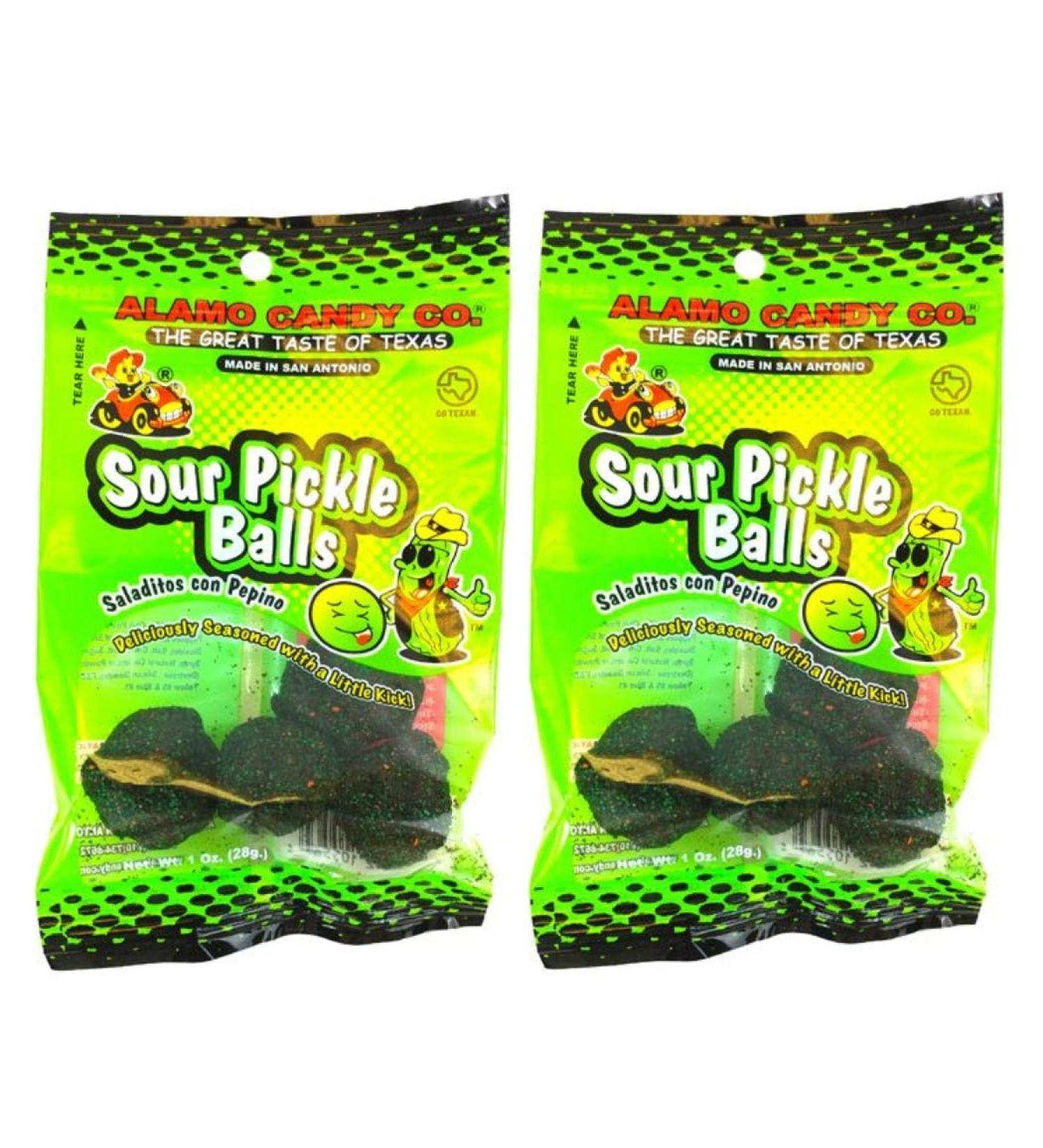 Alamo Candy Sour Pickle Balls, 1 Oz (Pack of 2) 1 Ounce (Pack of 2)