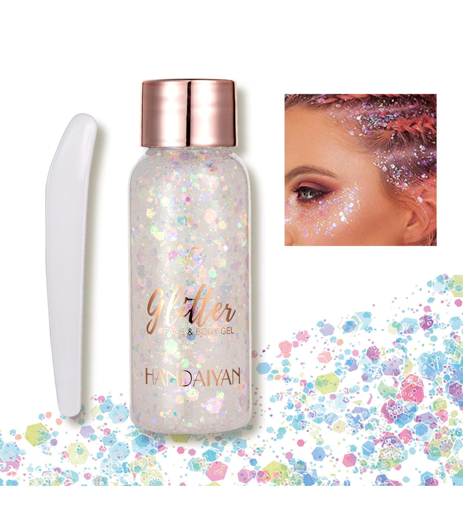 Body Glitter Gel Sequins Glitter Chunky Liquid Eyeshadow Glitter Cosmetic Glitter Face and Body Gel Sparkling Festival Party Lotion Glitter for Face Body Eye Hair Makeup DIY Art (White) Chunky Glitter 101 White - Buy Online on GoSupps.com