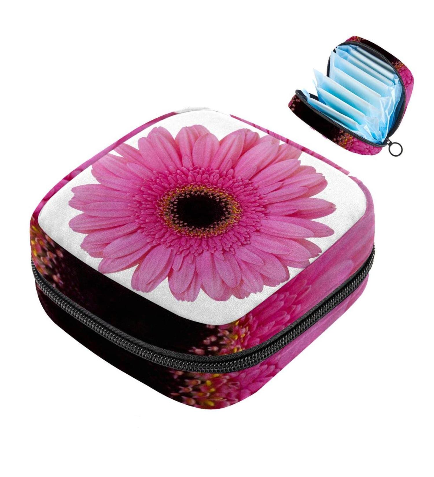 Women's Pink Daisy Flower Tampon Storage Bags | Stylish & Functional Binding Pocket Zip Bags - Buy Online on GoSupps.com