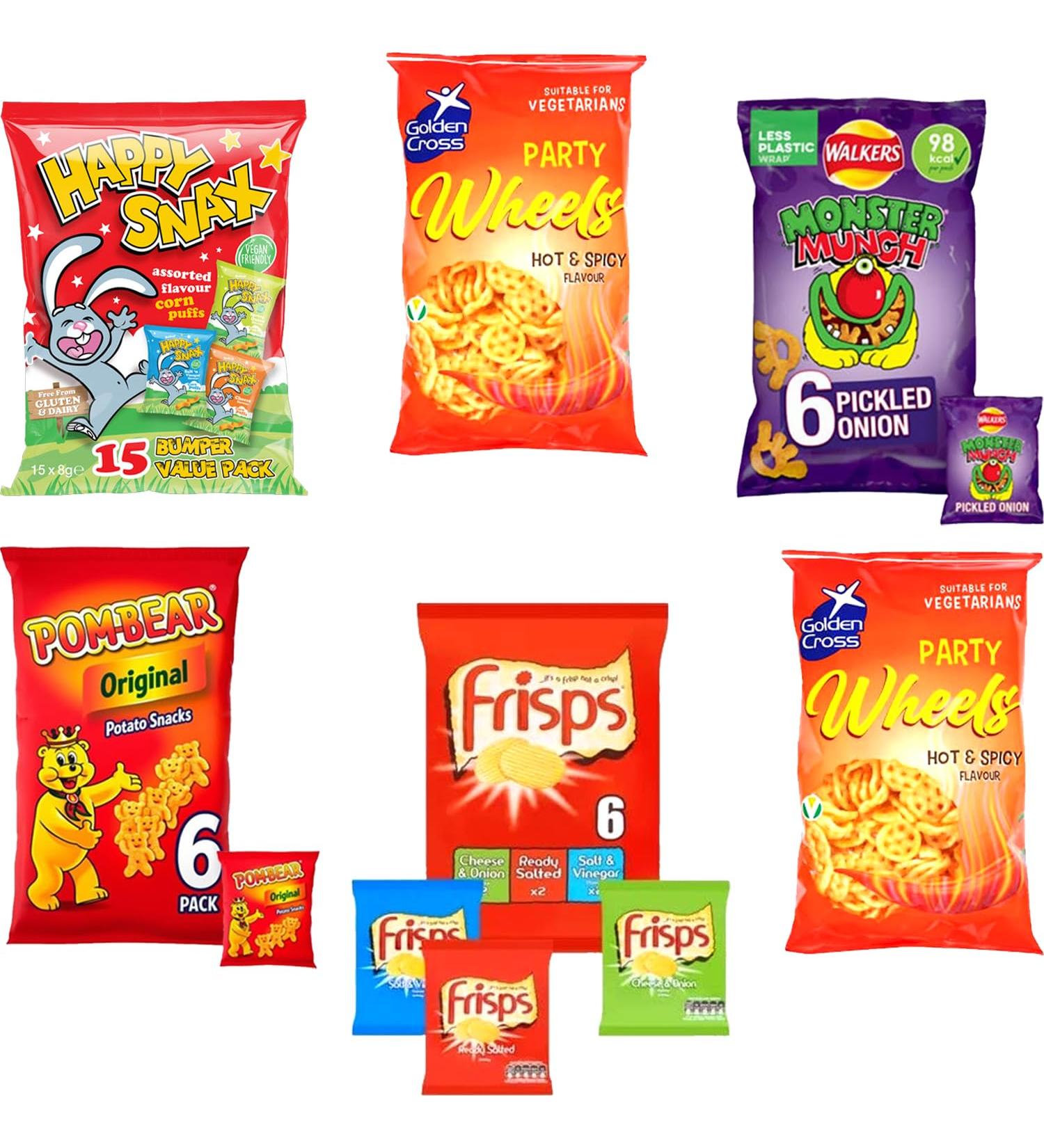35 x Mixed Mini Chips Crisps Bags Collections - Deliciously light & Crispy Chips Bags - 5 Mixed Flavours of Chips Bags