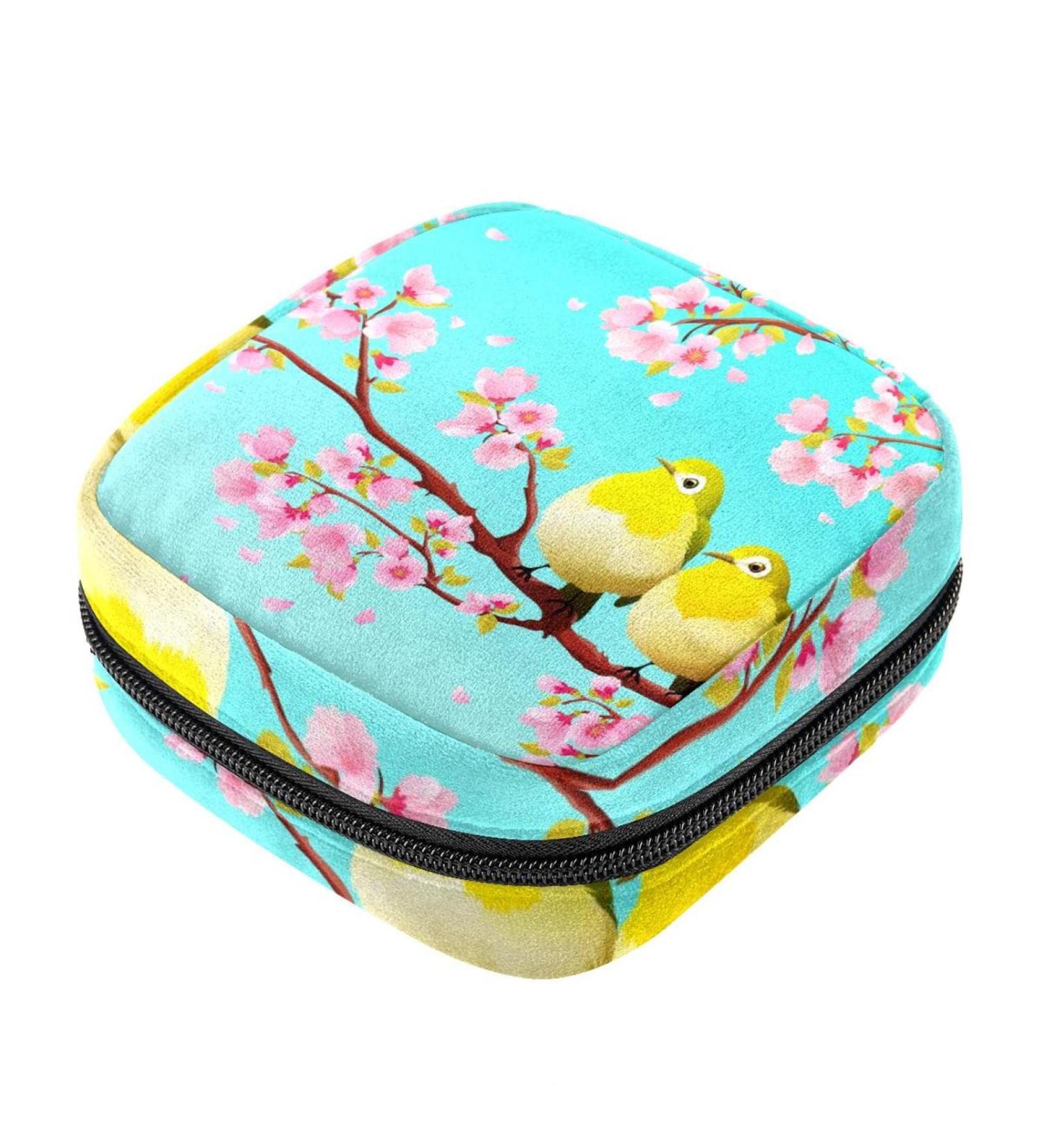Shop Women's Band Storage Pocket - Travel Makeup Organizer with Sakura Cherry Blossom Design & Menstrual Cup Holder - Buy Online on GoSupps.com