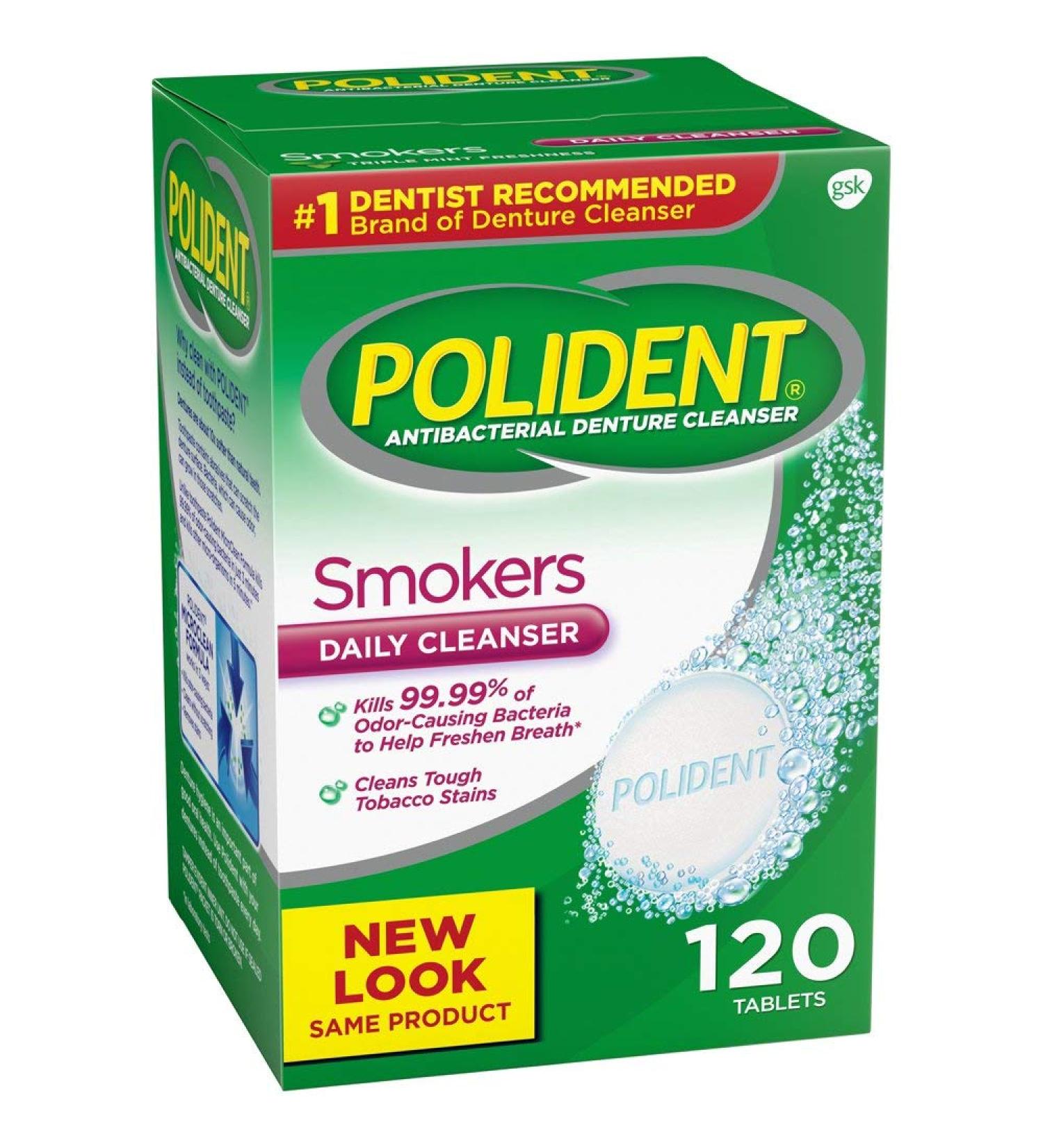 Polident Smokers Denture Cleanser 120 ea (Pack of 4)