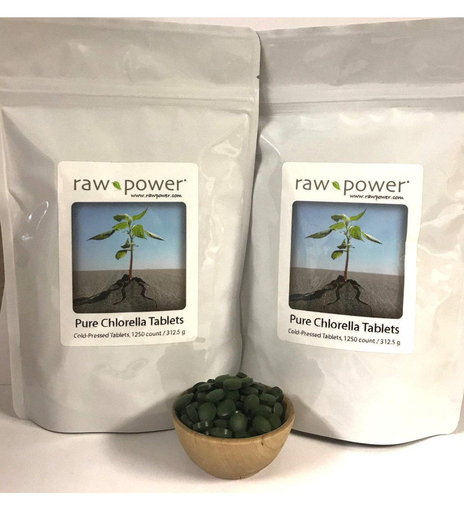 Raw Power Chlorella Tablets (2500 Count 625g) Cold-Pressed 100% raw and Pure from Organics