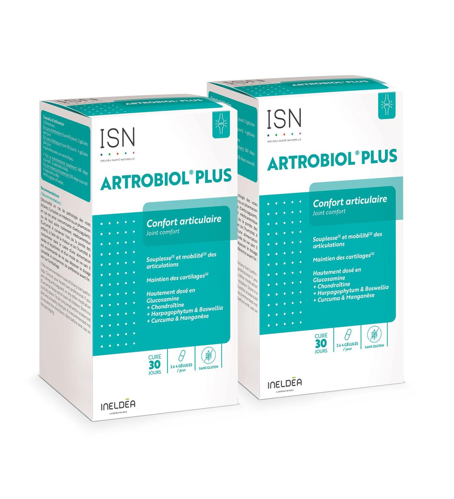 ISN - Artrobiol Plus - Compl ment alimentaire base de Glucosamine Chondro tine Harpagophytum - Souplesse des Articulations - Maintien du Cartilage & Ossature - Lot de 2