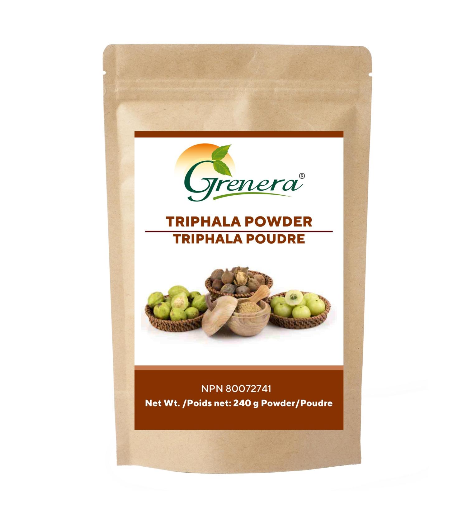 Grenera Organic Triphala Powder 8.8 Ounce /250 gram-Made with Amalaki Bibhitaki Haritaki Fruit - Vegan Kosher Certified