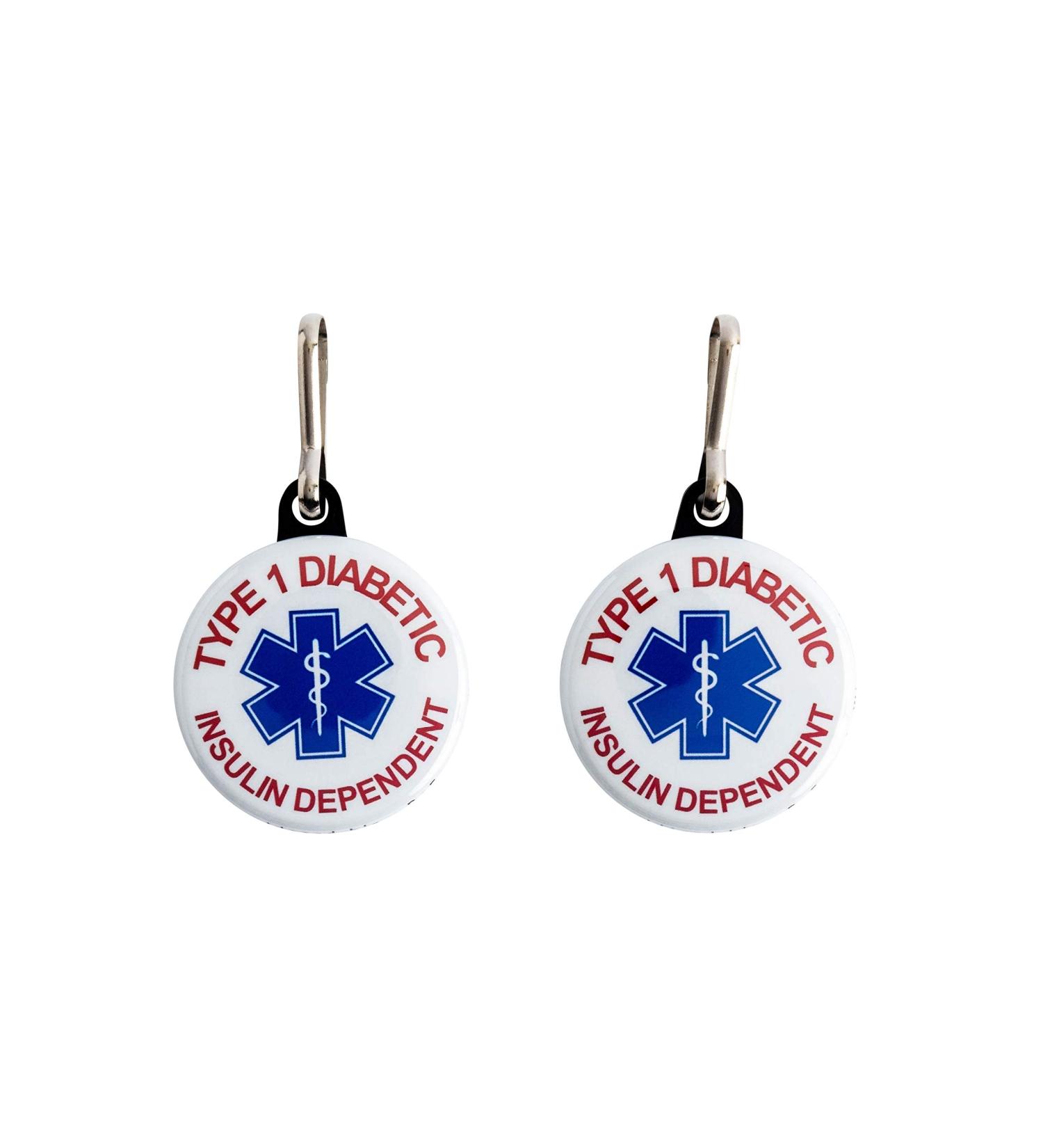 Type 1 Diabetic Insulin Dependent Medical Zipper Pulls for Emergency - Diabetes Pacemaker Asthma - Buy Online on GoSupps.com