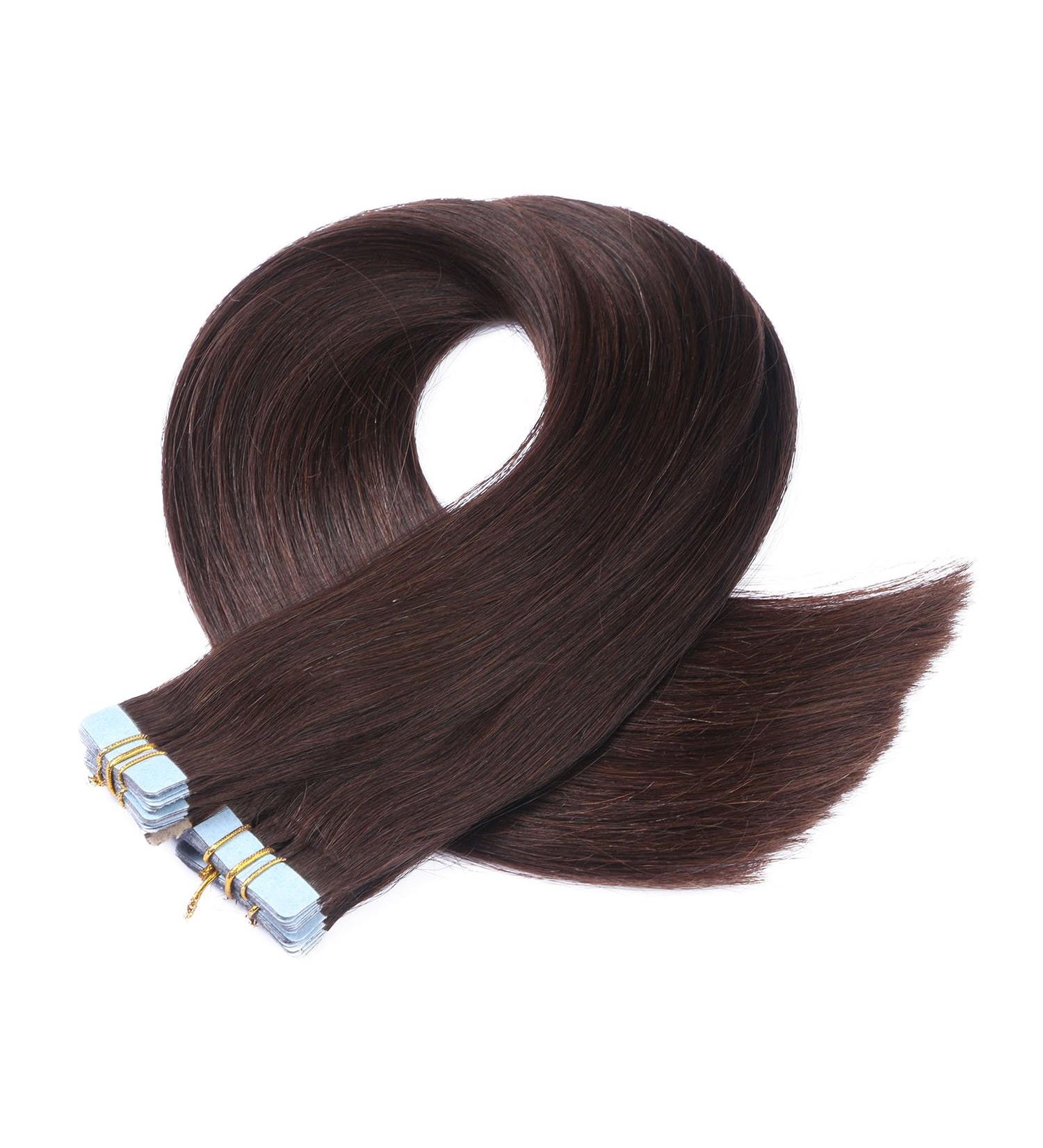 Buy #2 Dark Brown Tape In Hair Extensions - 40cm 100% Remy Real Hair - 10 Tresses (25g Each) | Tresse by Novon - Buy Online on GoSupps.com