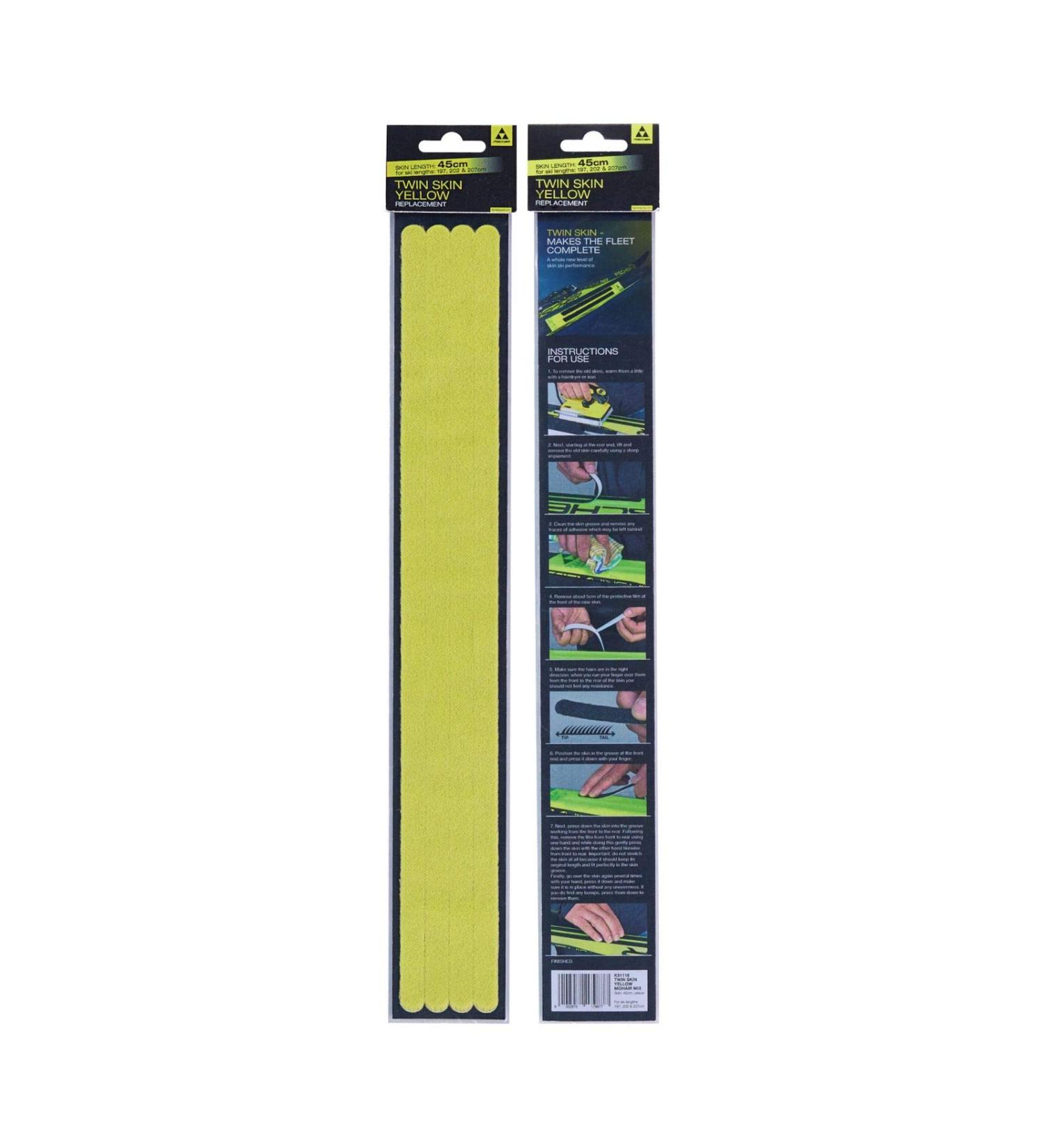 Fischer Twin Skin Mohair Mix XC Ski Skins Sz 410cm Yellow
