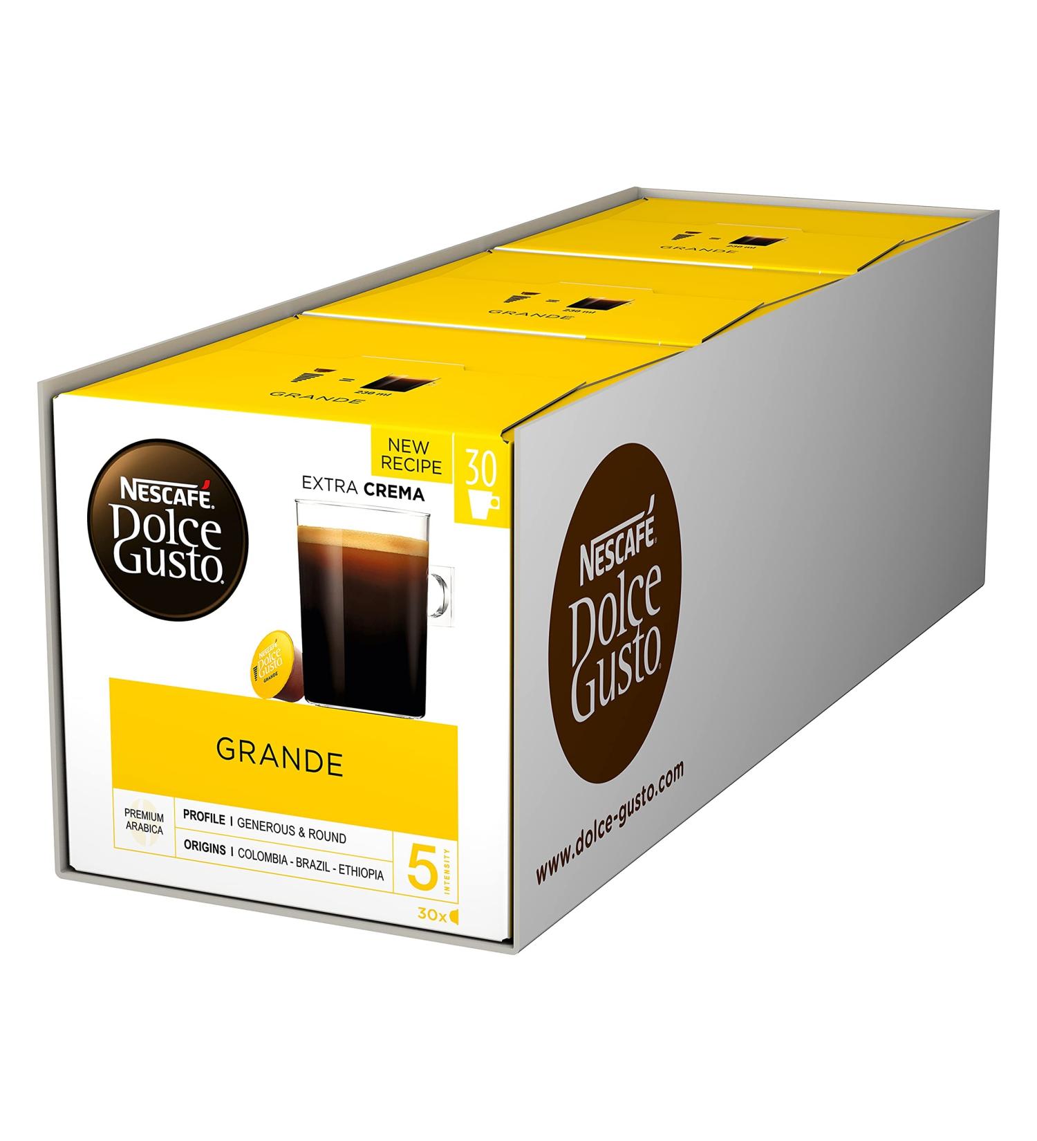 Buy Nescaf Dolce Gusto Grande XXL Supply Box - 90 Coffee Capsules (Arabica & Robusta) - Fine Crema Strong Aroma Fast Preparation - 3 Packs - Buy Online on GoSupps.com