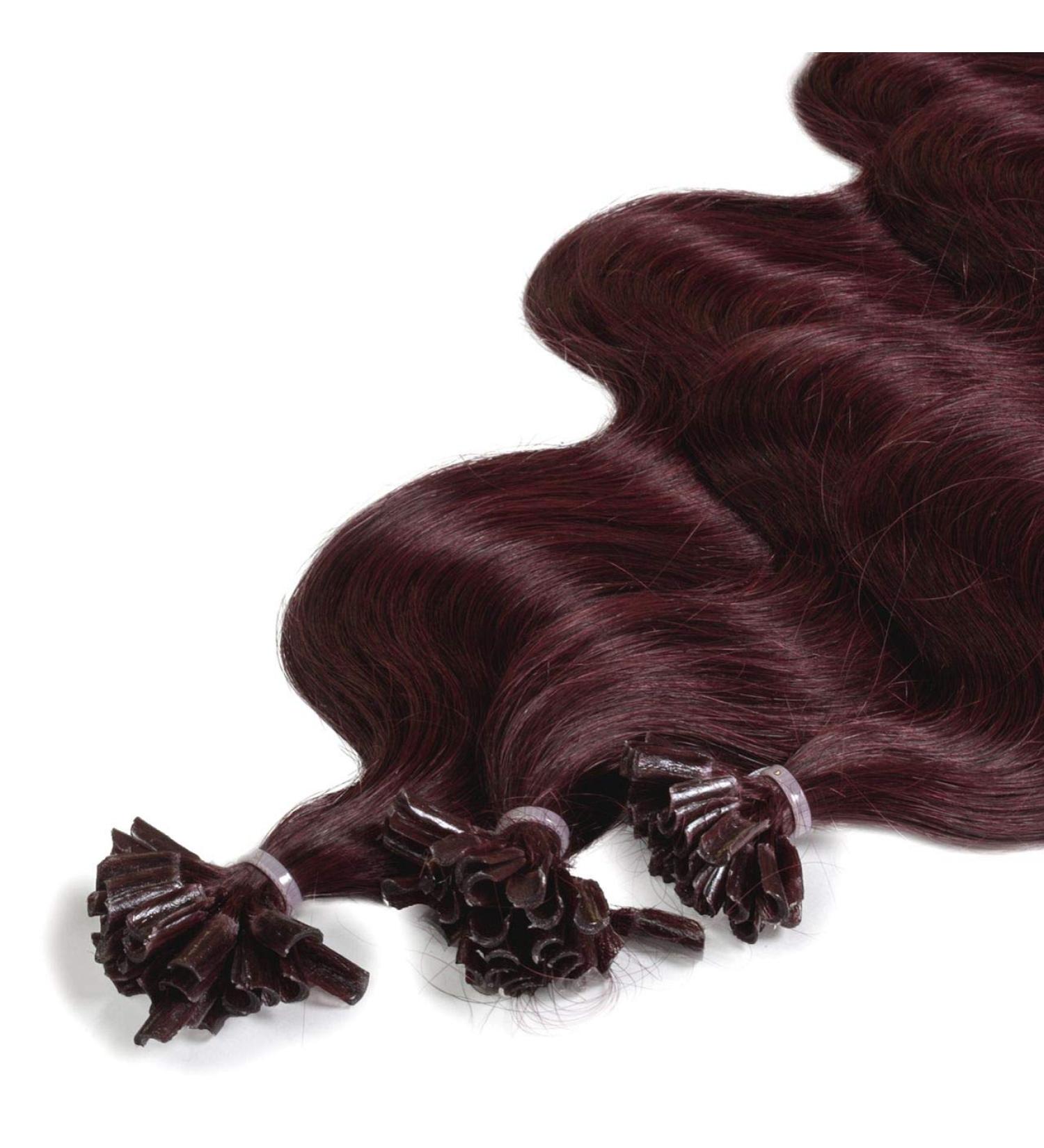 Hair2heart Premium Real Hair Extensions - 50 Strands 0.8G 40cm - Light Brown Intensive Violet Mahogany #99J Burgundy - International Shipping Available - Buy Online on GoSupps.com