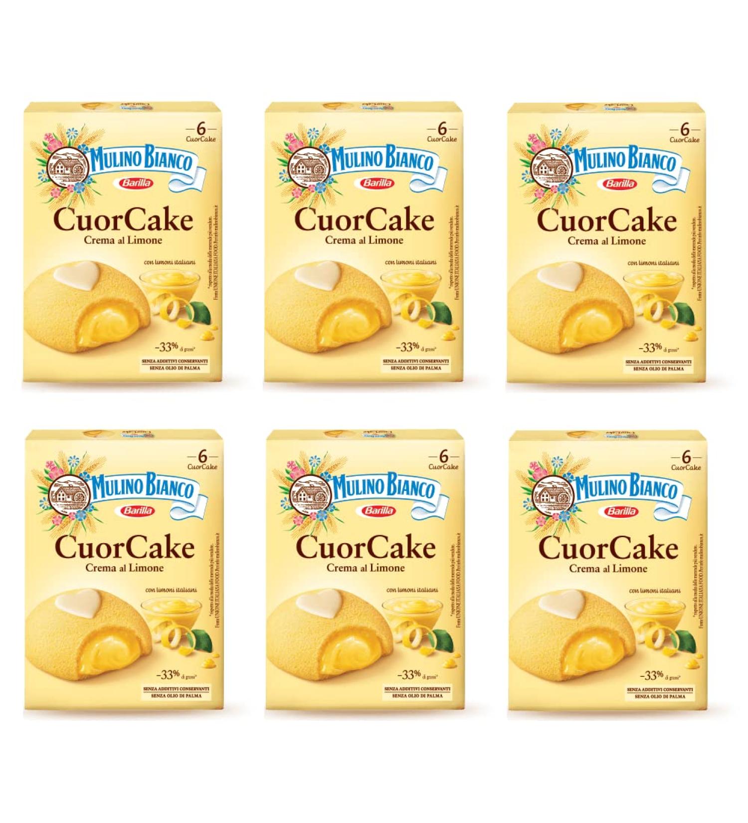  Mulino Bianco Barilla Mulino Bianco Cuor Cake Snack Pack of 6 mini cakes filled with lemon cream (6 x 35 g) 210 g with Italian lemons palm oil free - Buy Online on GoSupps.com