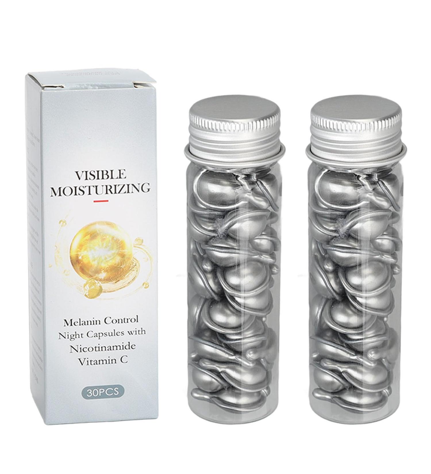 Fyearfly Facial Serum Capsules 60 Pieces Nicotinamide Capsules Skin Whitening Fading Spots Moisturizing Soothing Skin Care Capsules with 2 Storage Bottles - Buy Online on GoSupps.com