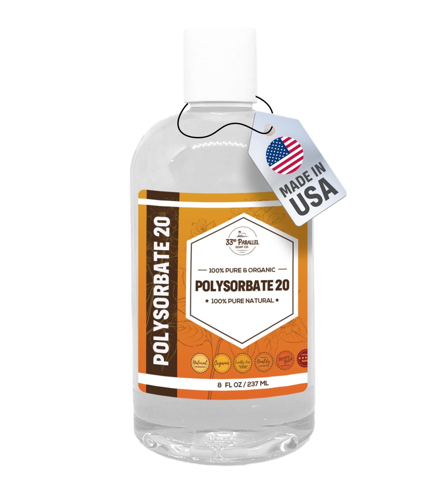 Polysorbate 20 (8oz) | Tween 20 Gentle Natural Emulsifier & Solubilizer for Essential Oils, Fragrances, Sprays, Lotions, Shampoos & Bath Products | Improves Stability & Clarity | 8 OUNCES - Buy Online on GoSupps.com
