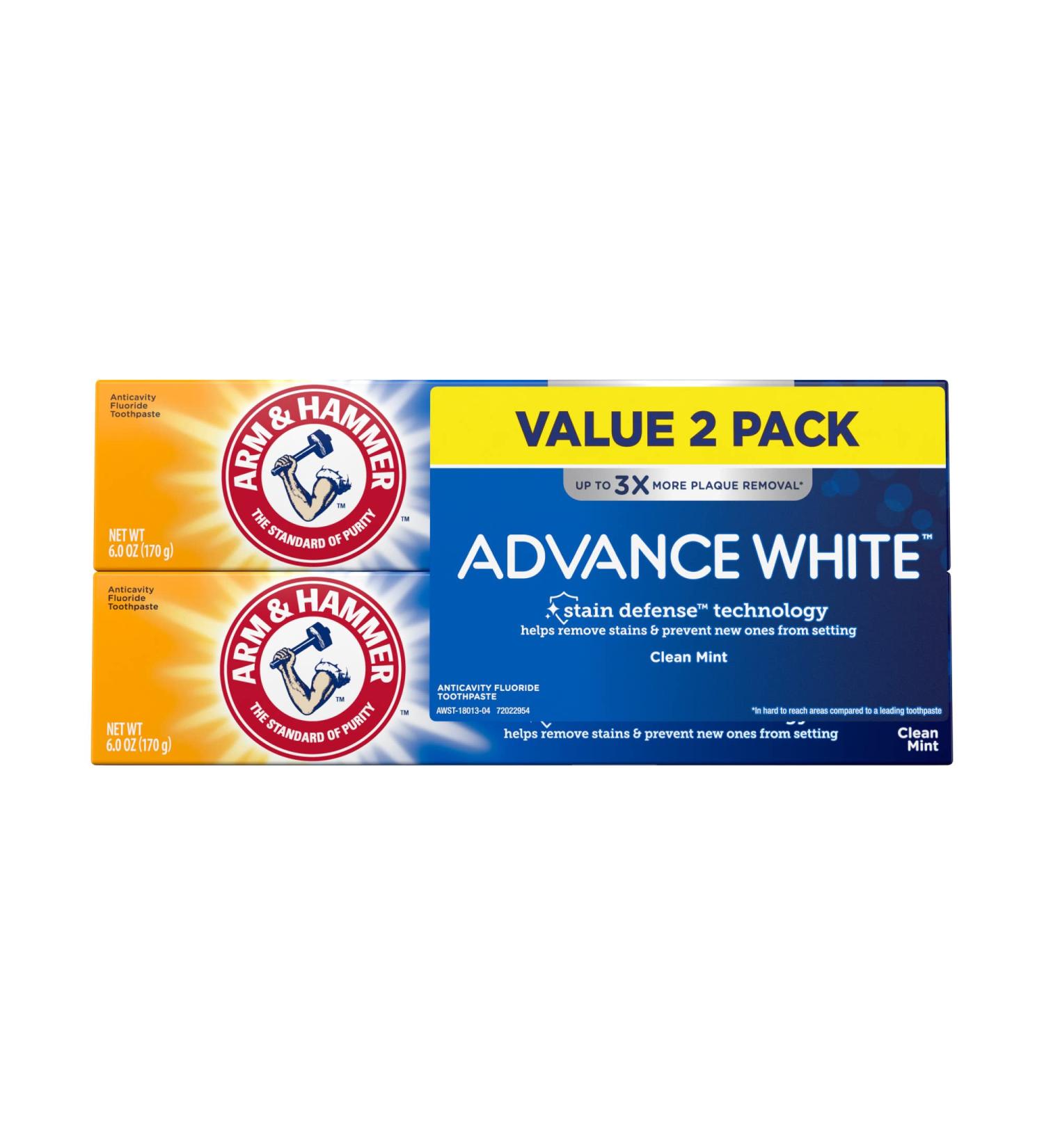 Arm & Hammer AdvanceWhite Extreme Whitening Toothpaste Twin Pack â€“ Clean Mint 6.0 oz (170 g each) | Brighten Your Smile - Buy Online on GoSupps.com