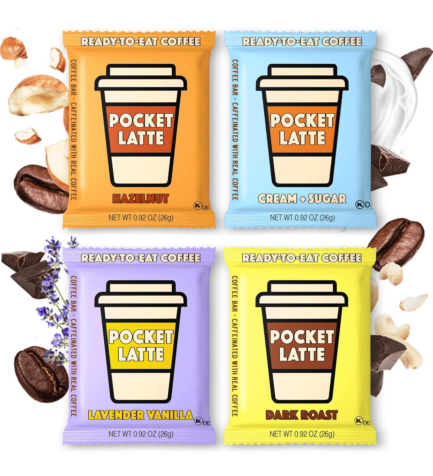 Pocket Latte Variety 24 Pack - Strong Coffee Flavor - All-Natural Caffeine Snack - Gluten-Free & Soy-Free Ingredients - 12 Count x 2 Pack - Buy Online on GoSupps.com