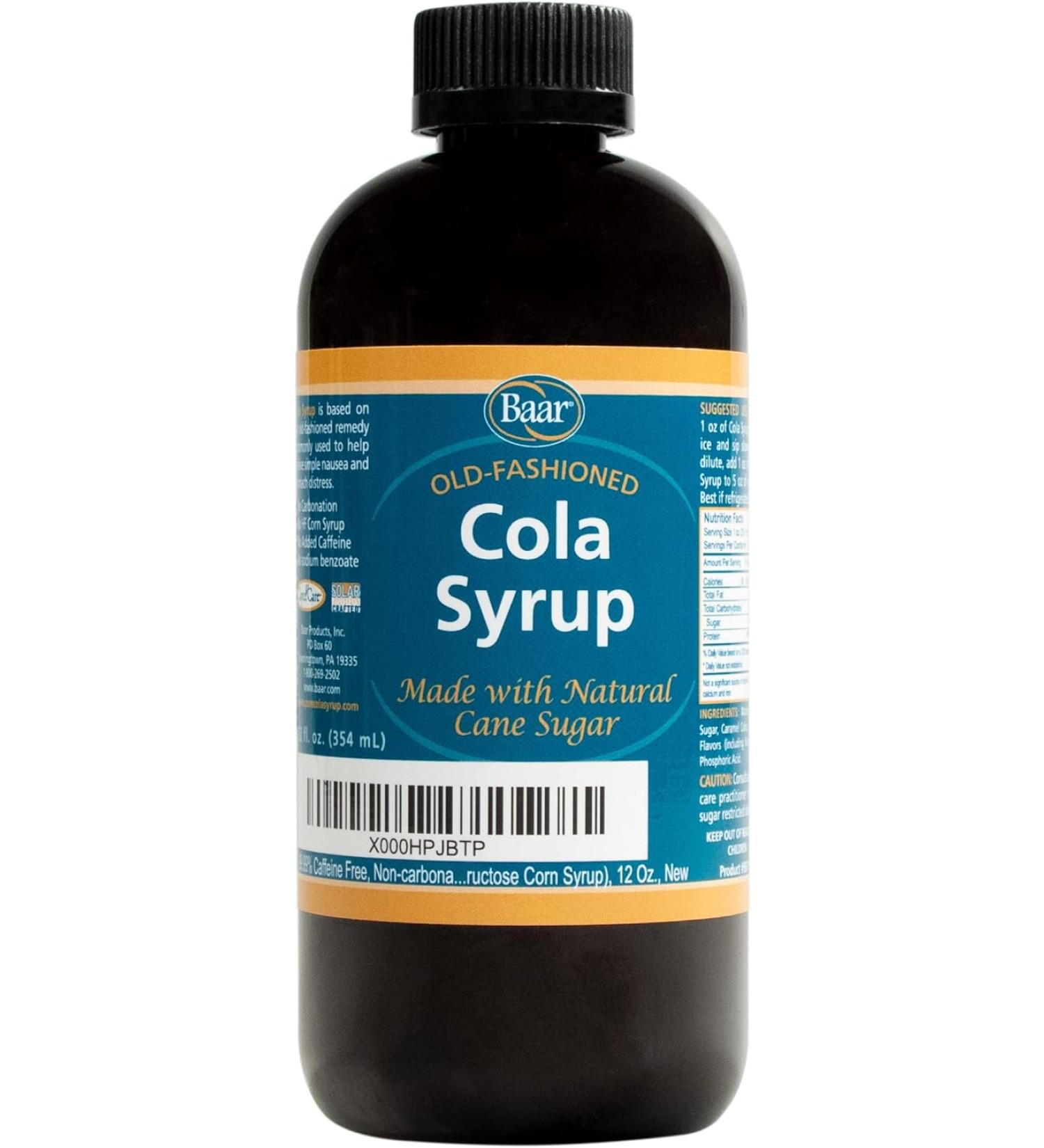 Baar Cola Syrup with Pure Cane Sugar - Cola - 12 Oz. - Buy Online on GoSupps.com