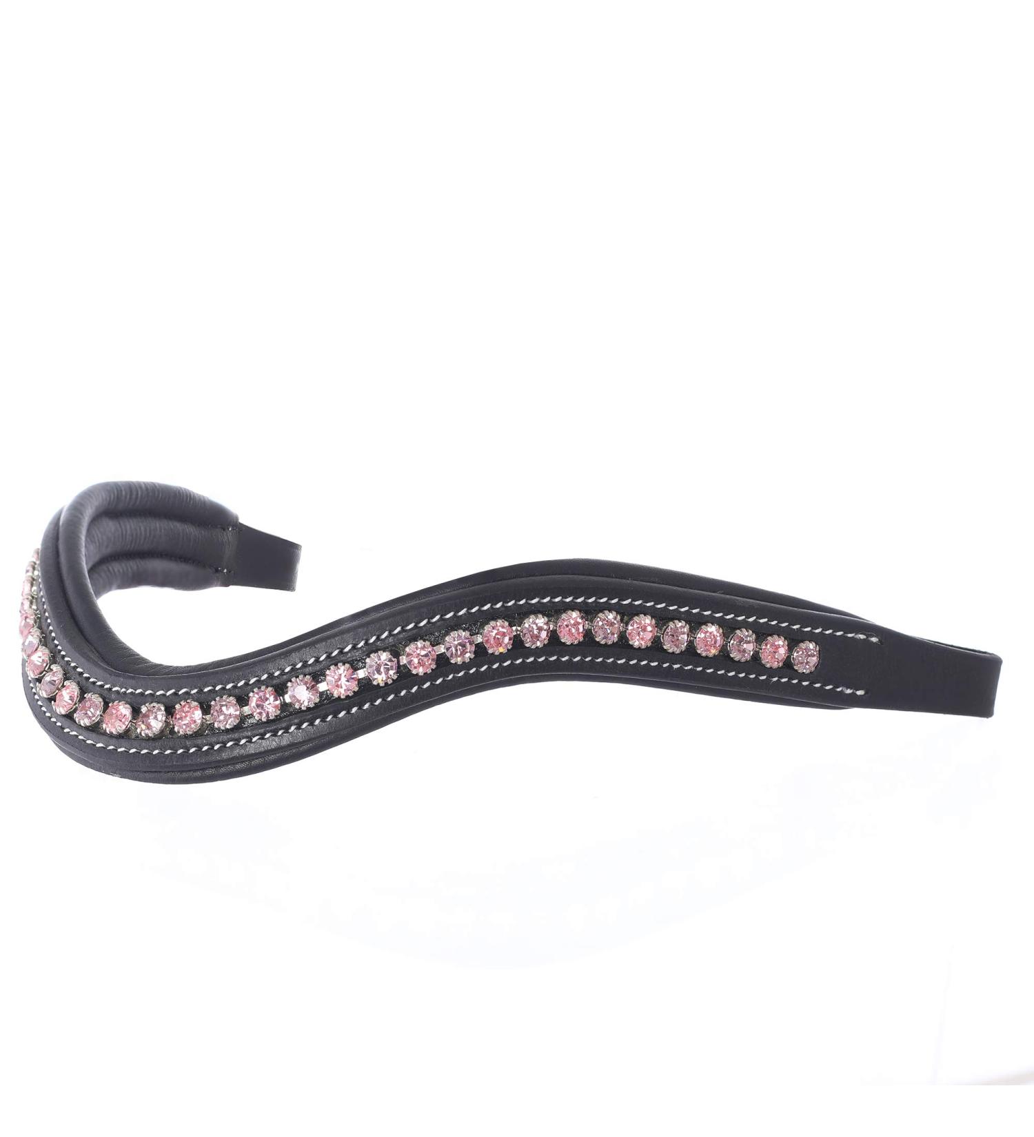ExionPro Curved Padded Bling Crystal Leather Browband for Horse Bridles | Light Rose & Light Amethyst Crystal Decorated English Dressage Browband | Full Size Havana (Choco Brown) - Buy Online on GoSupps.com