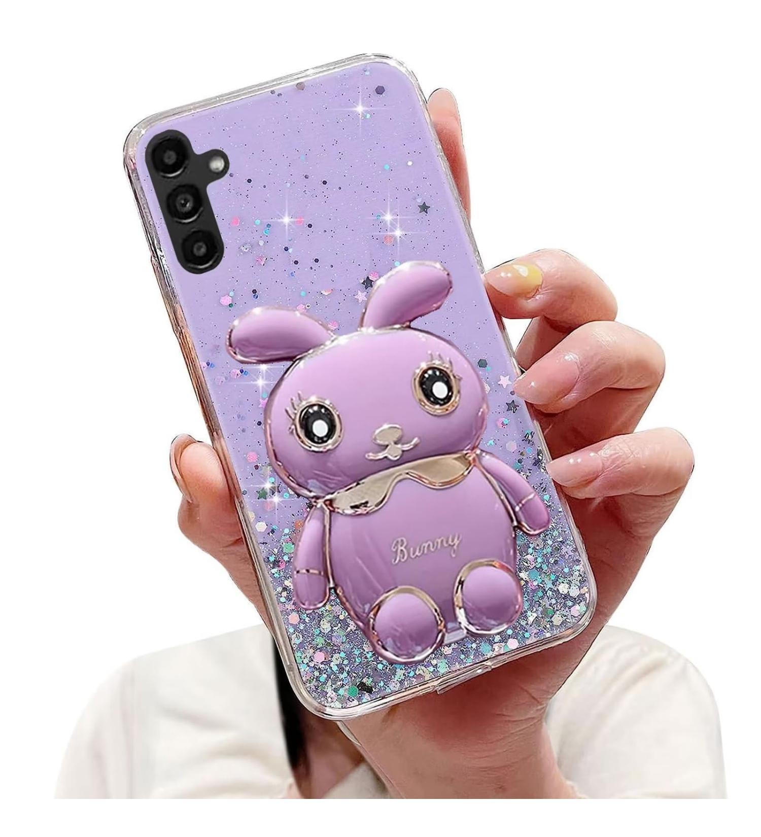 Shop Tivenfezk Nadoli Transparent Case for Samsung Galaxy S23 FE - Glitter Rabbit Stand Soft Silicone Protective Cover - Buy Online on GoSupps.com