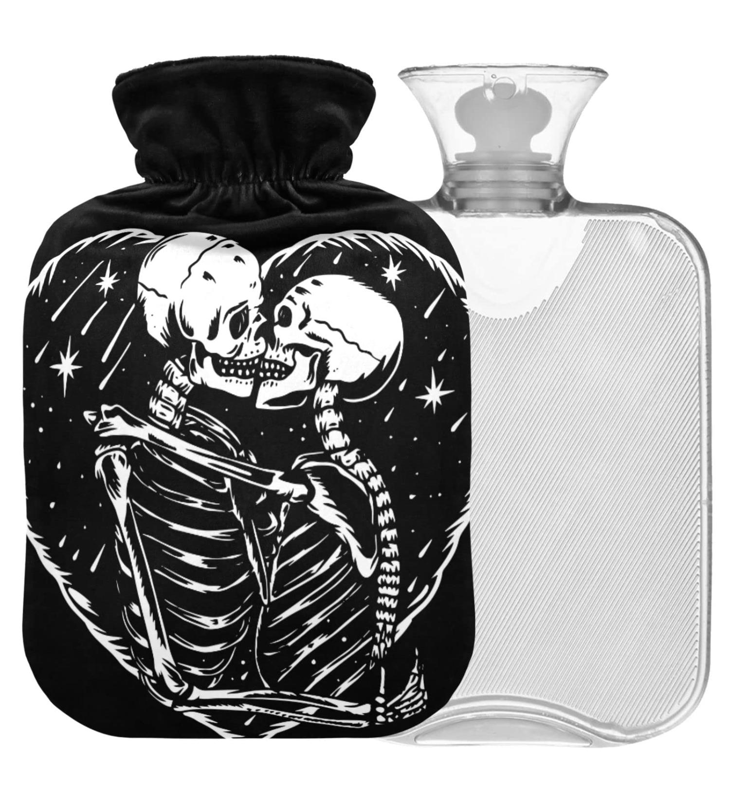 Naanle Skull KISS Hot Water Bottle - Transparent 2L Heating Bag for Pain Relief & Cold Therapy - Buy Online on GoSupps.com