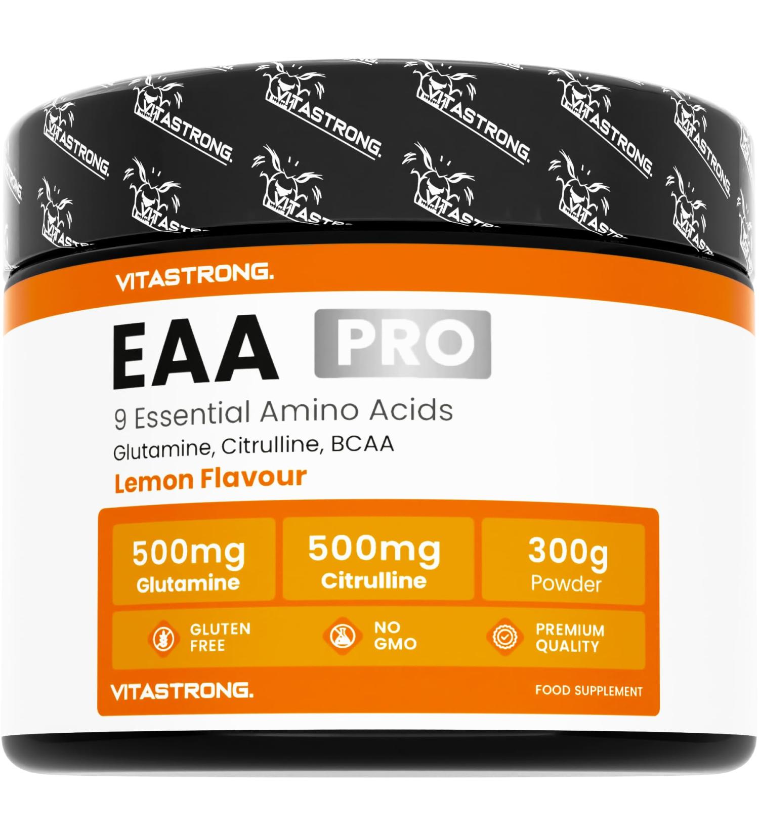 EAA PRO - Next Generation Solution with Citrulline KyowaQuality Glutamine Tyrosine Cystine - Vitastrong Essential Aamino Acid Powder - Lemon Flavor - Buy Online on GoSupps.com