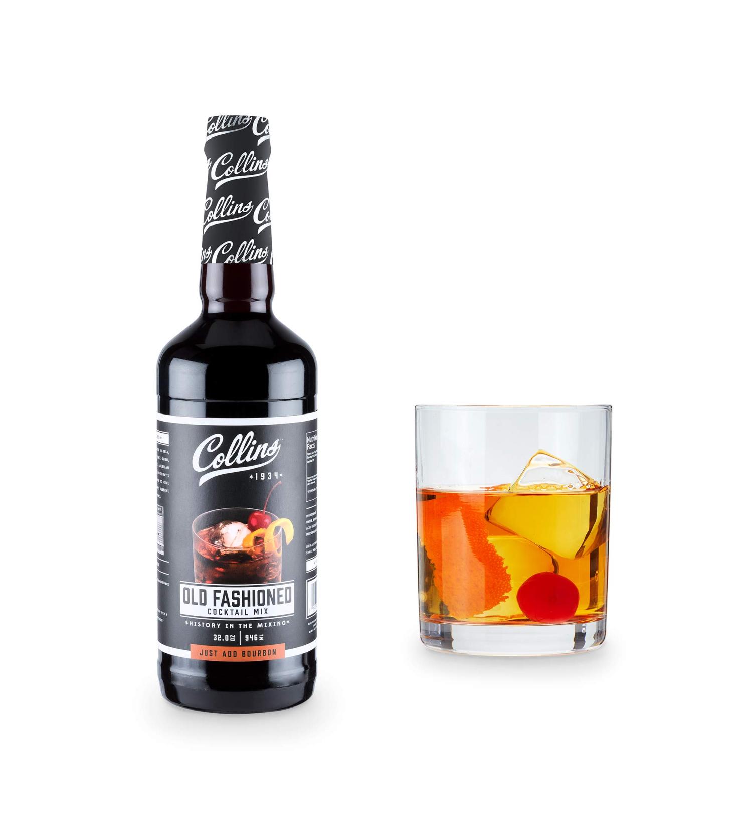 Collins Old Fashioned Mix | Real Brown Sugar Cherry Juice | Classic Cocktail Ingredient | 32 fl oz - Buy Online on GoSupps.com