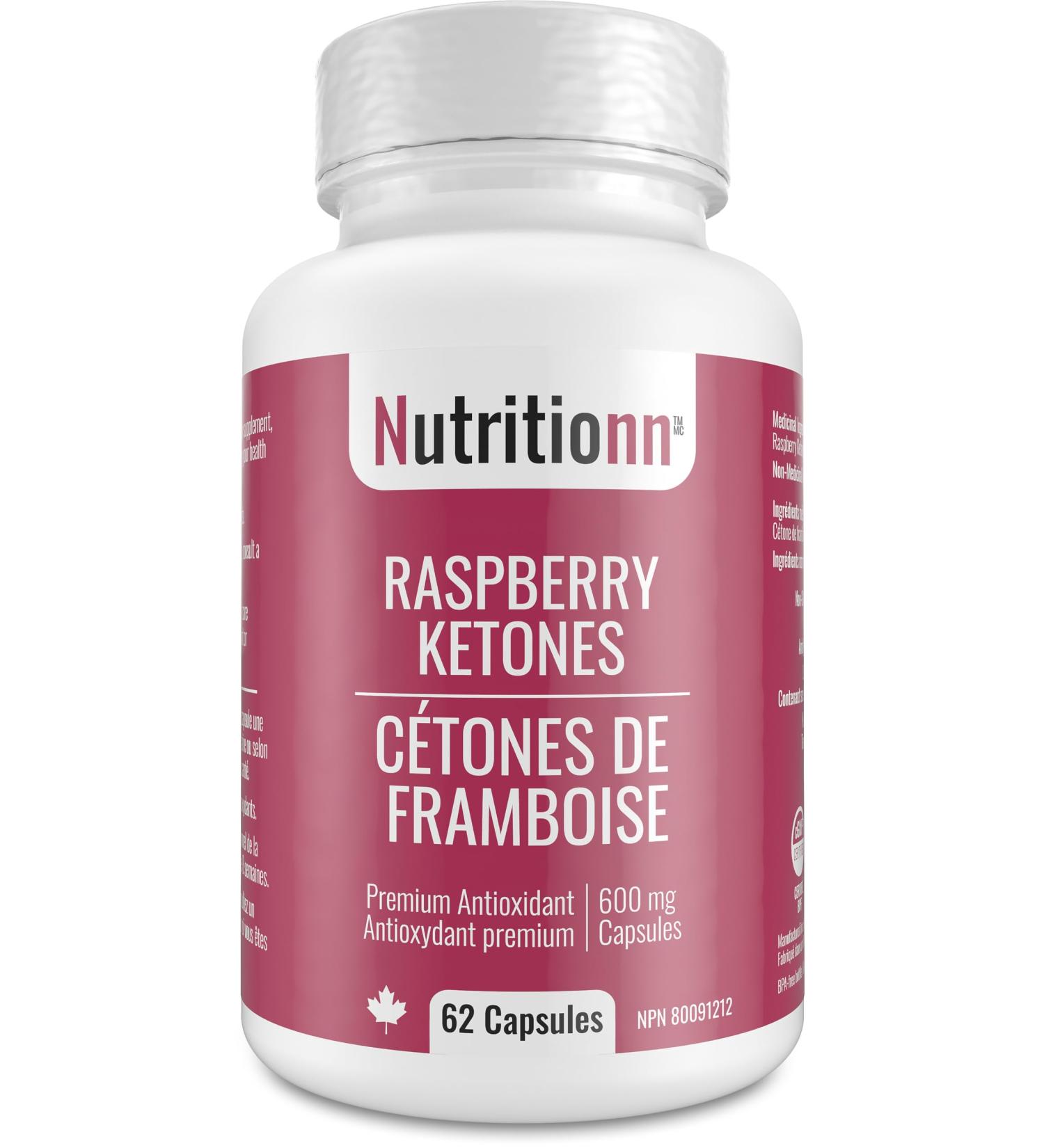 Raspberry Ketones by Nutritionn - 600 mg Capsules - Premium 100% Pure and Natural Health Supplement - Buy Online on GoSupps.com