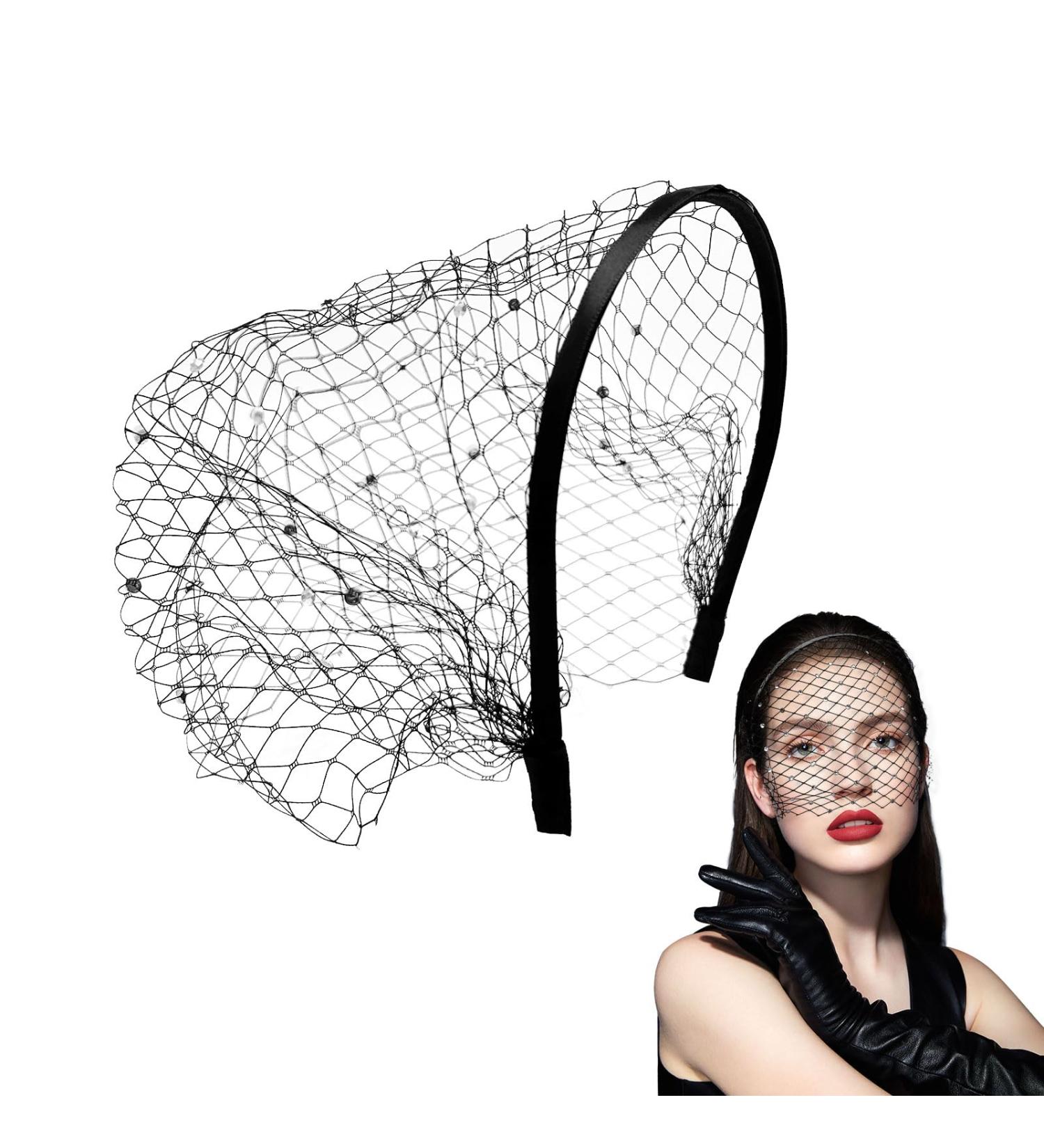 EUPSIIU Black Mesh Veil Headband Bridal Wedding Veil Headband Women Headpiece Lace Headband Tea Party Fascinator Veil Mesh Headband 1920s Headpiece for Women Girl Hair Clip (One Size Black) - Buy Online on GoSupps.com