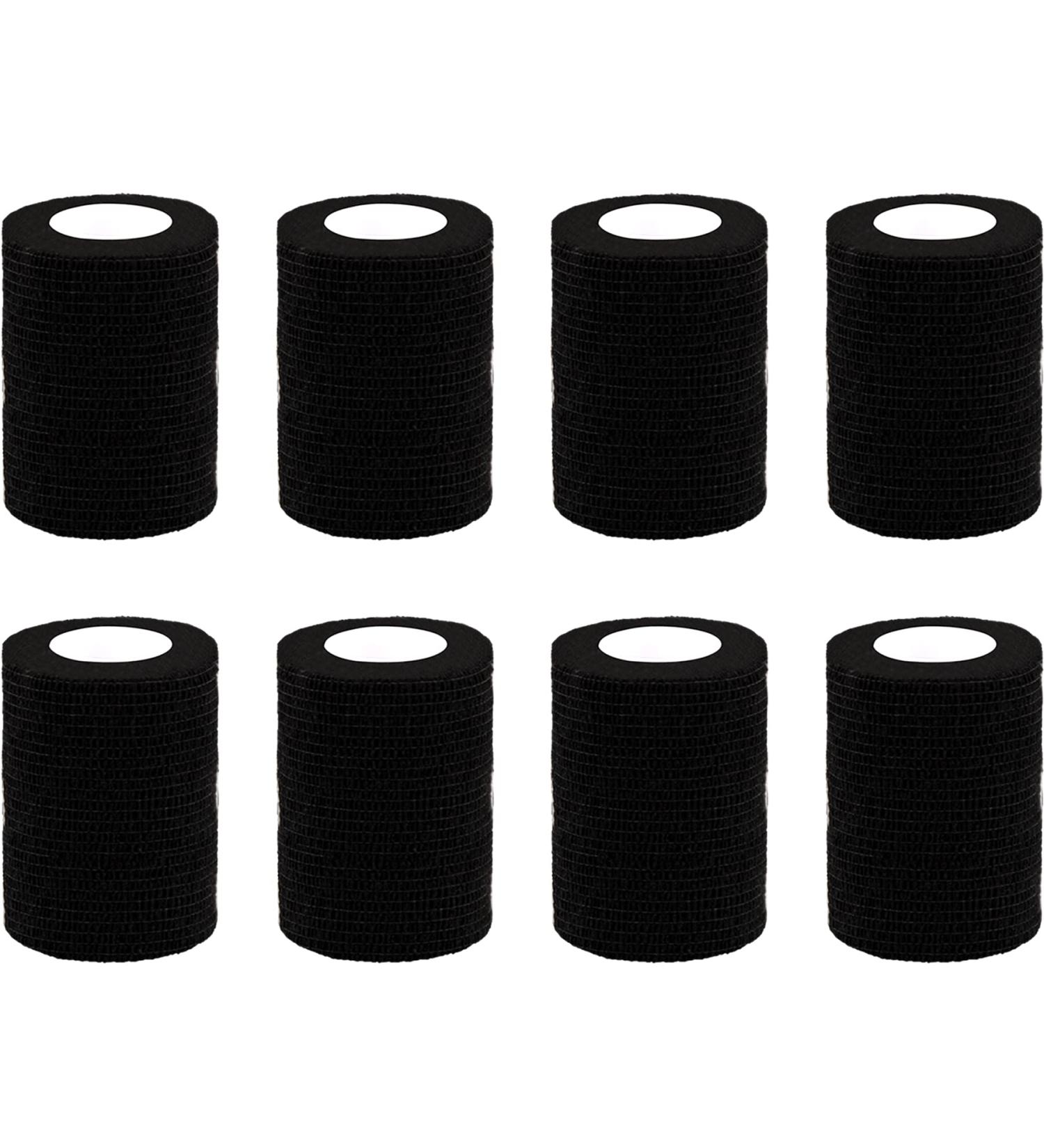 BQTQ 3 Inch Self Adherent Bandage Wrap Tape for Ankle Sprains - 8 Rolls Black Athletic Tape for Human and Animals - Buy Online on GoSupps.com