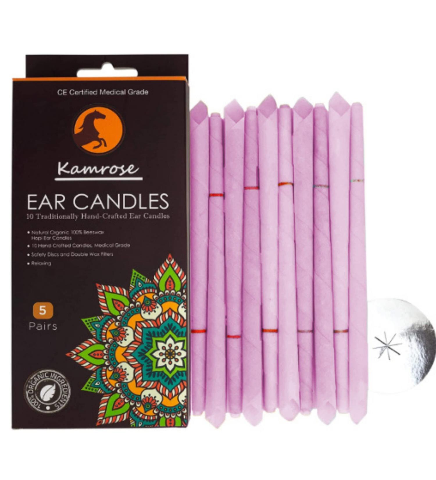 10 x Ear Candles for Blocked Ears Hopi Wax Remover + 5 Protective Discs Included Ear Candles Aromatherapy 2 Unique SCENTS CE Medical Grade Double DISC Wax Filter (Lavender)