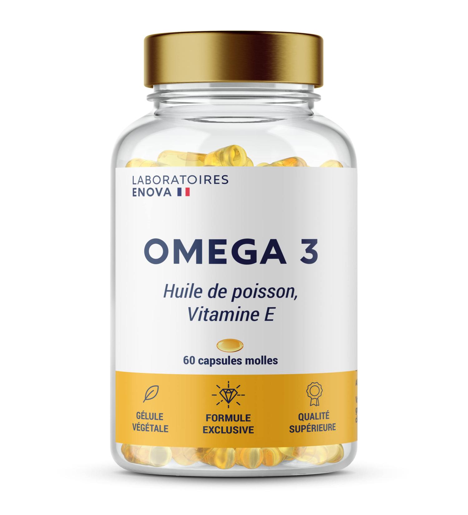 OMEGA 3 | Ultra Concentrated Fish Oil + Vitamin E | Rich in Fatty Acids 700 MG EPA + 500 MG DHA Per Serving | Vision Brain Heart | 60 Bioavailable Capsules | Dietary Supplement - Buy Online on GoSupps.com
