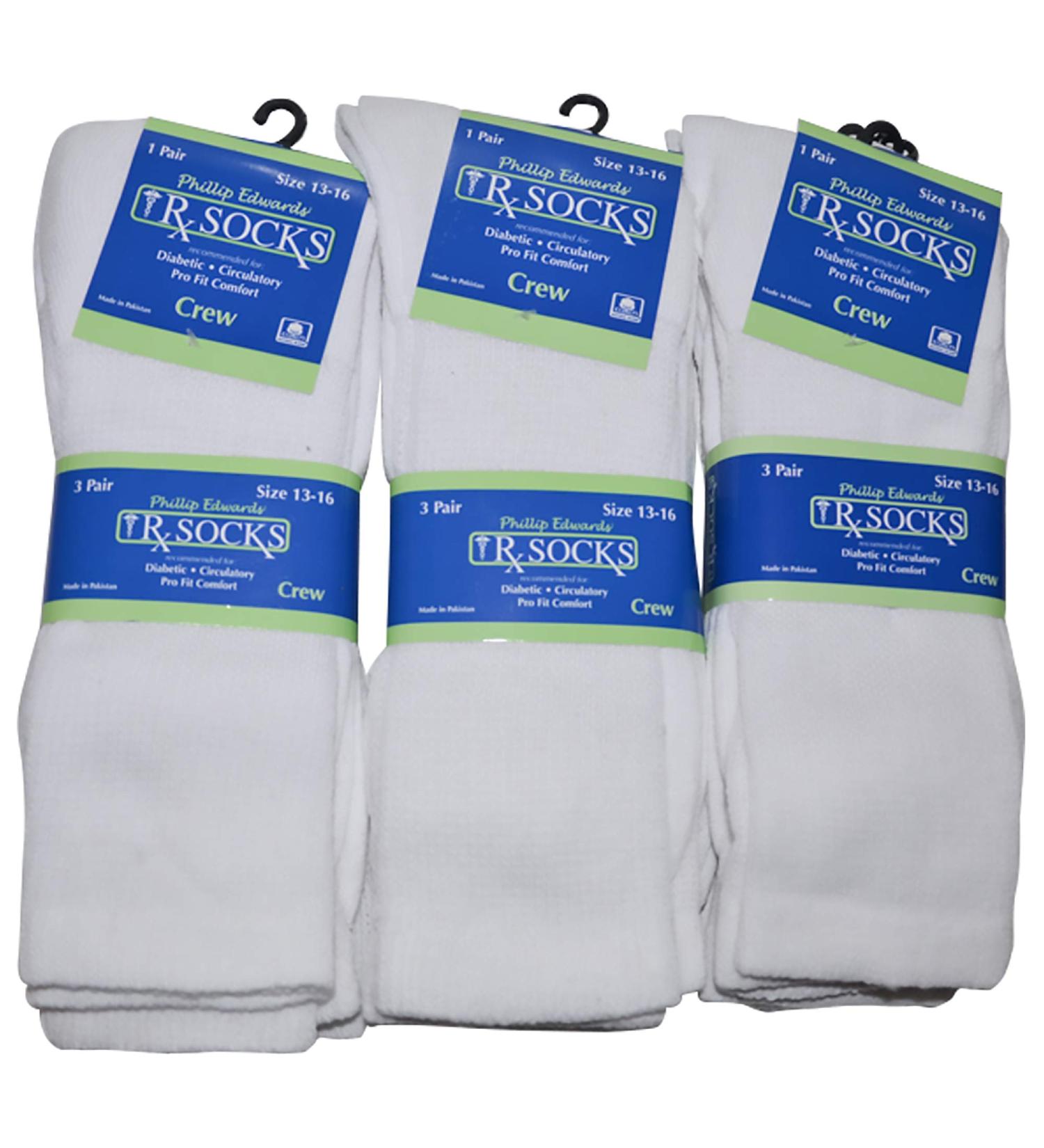 Diabetic Socks for Men - Non-Binding Crew Big & Tall Size 13-16 9 Pairs White - Comfort & Support - Buy Online on GoSupps.com
