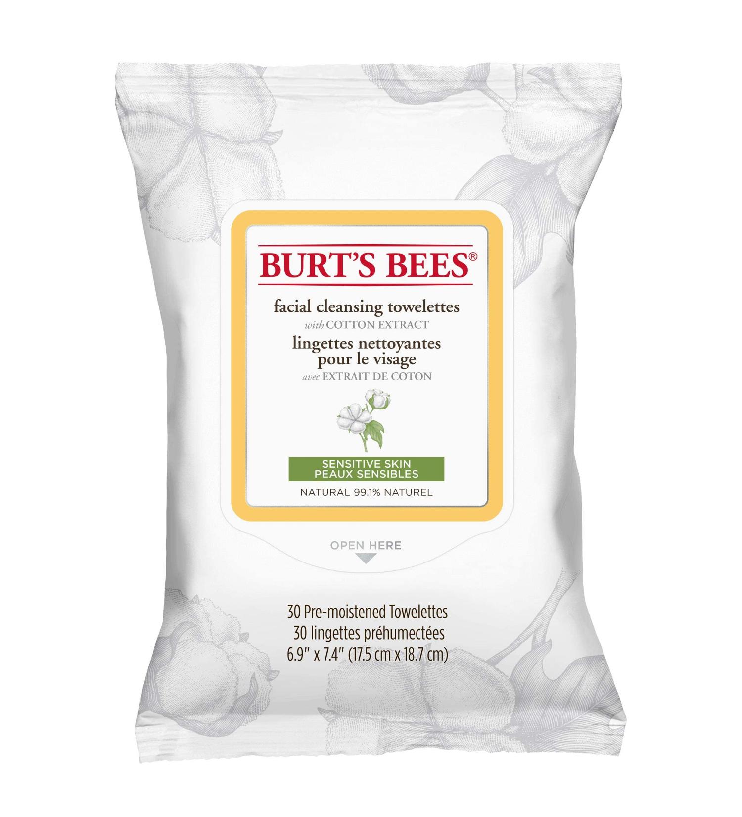 Burt's Bees Facial Cleansing Towelettes - 30 Wipes (Sensitive Skin) | Pack of 1 - Buy Online on GoSupps.com