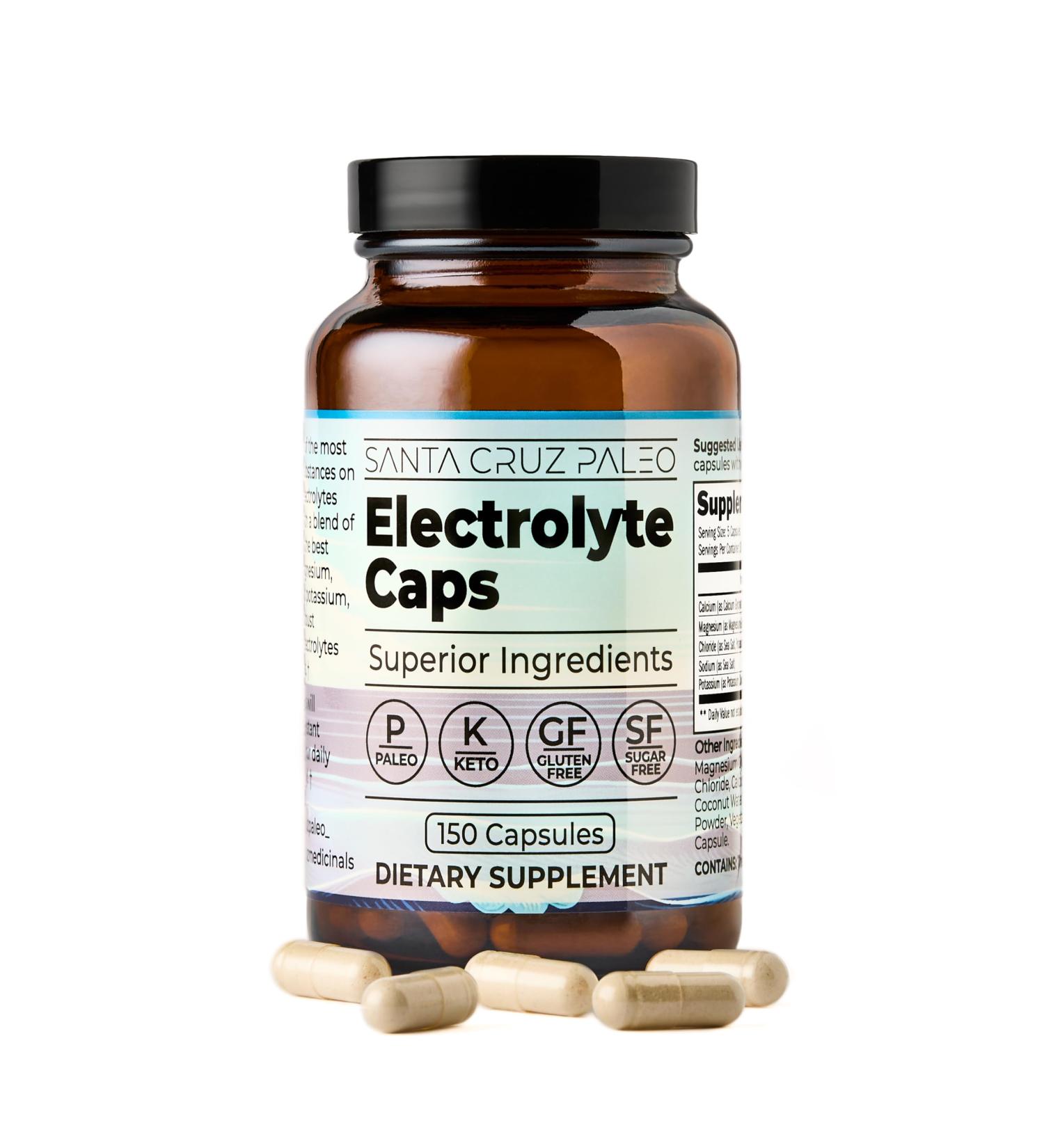 Santa Cruz Paleo Electrolyte Capsules for Hydration Support, Zero Sugar, Keto Friendly Magnesium Potassium Sodium Calcium Supplement, Paleo & Gluten Free, Travel Essentials, 150 Capsules - Buy Online on GoSupps.com