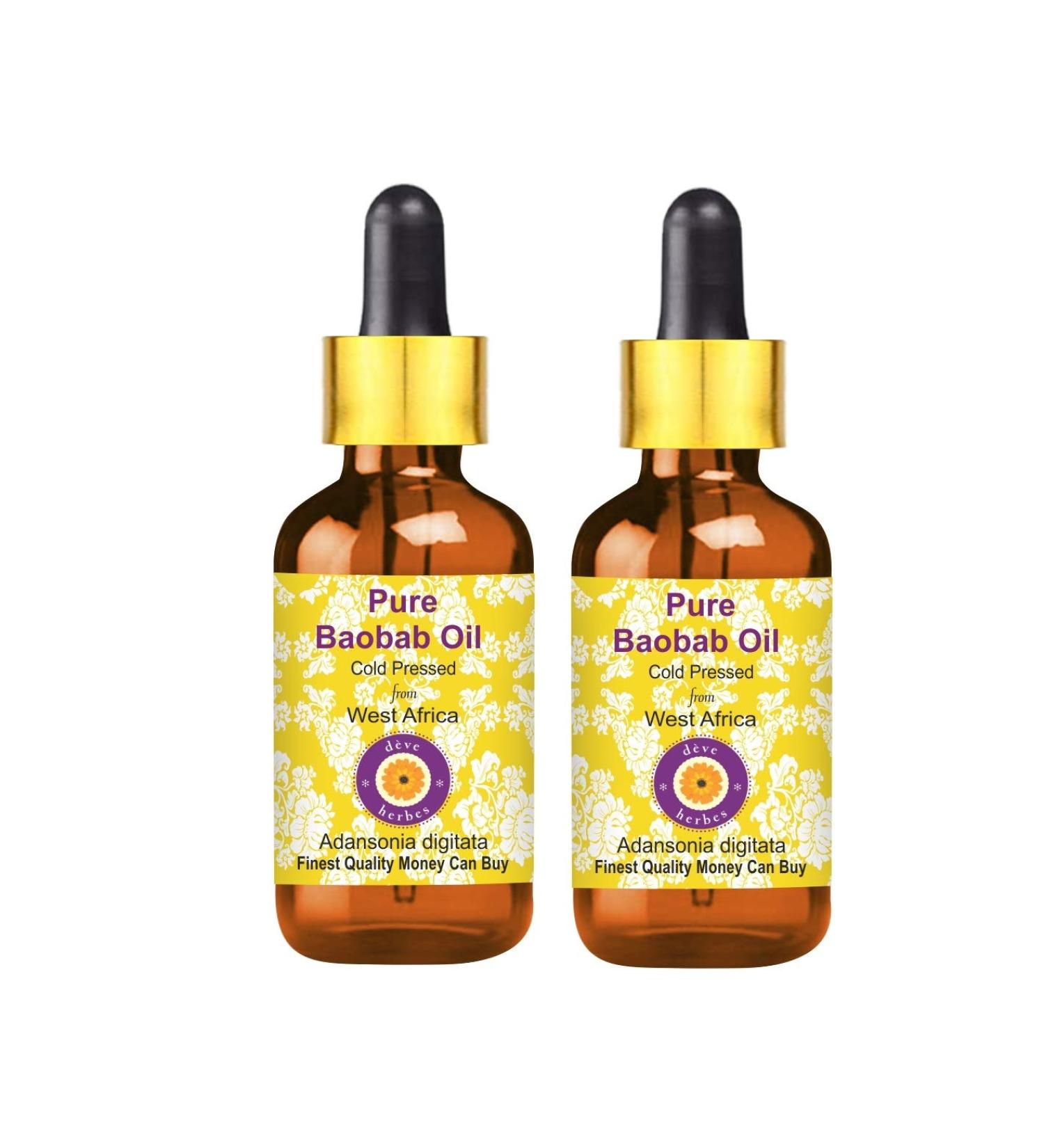 Dev Herbes Pure Baobab Oil - Cold-Pressed Natural Therapeutic Quality (Pack of 2 x 100ml) - International Shipping Available - Buy Online on GoSupps.com