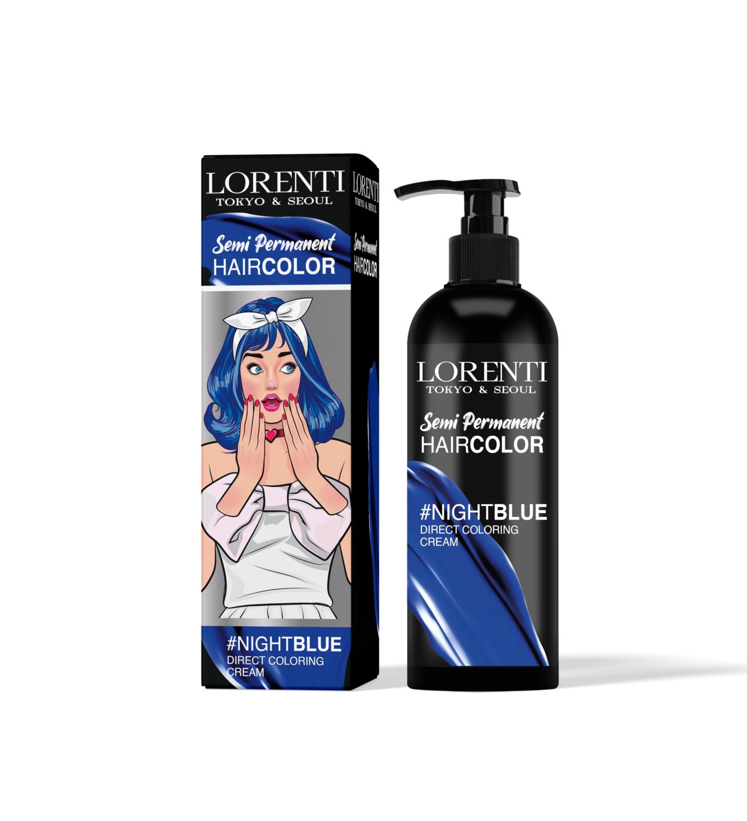 Lorenti Semi Permanent Direct Coloring Cream | Long Lasting Hair Colour Result | Night Blue 250 ml - Buy Online on GoSupps.com