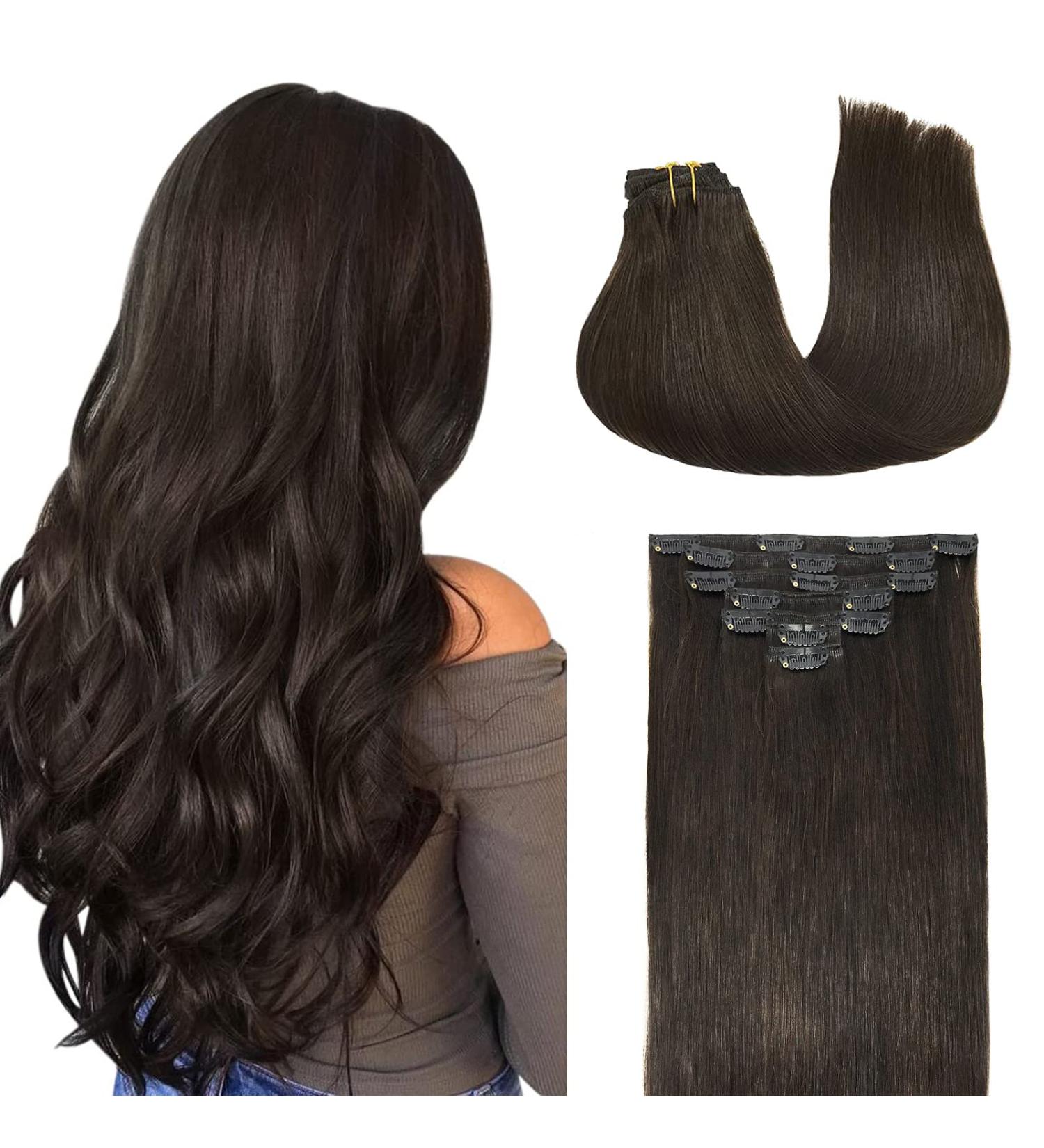 Doores Clip-In Extensions | Dark Brown 30cm 12 Inch Remy Human Hair - 80g Thick 7 Pieces - Buy Online on GoSupps.com
