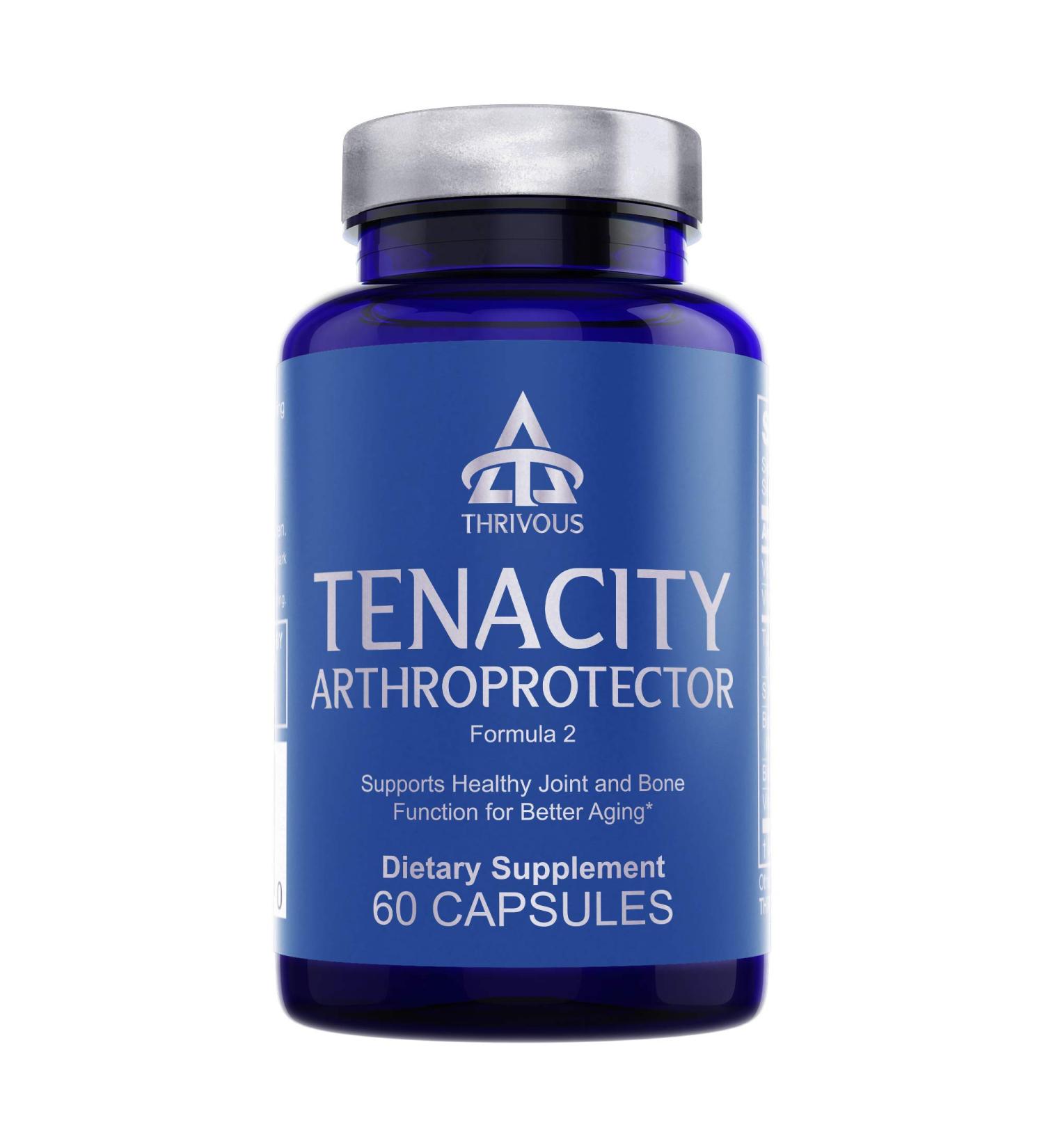 Thrivous Tenacity Arthroprotector Joint & Bone Support Supplement with ApresFlex Boswellia Same Turmeric Vitamin D3 & K2 60 Vegan Capsules - Buy Online on GoSupps.com