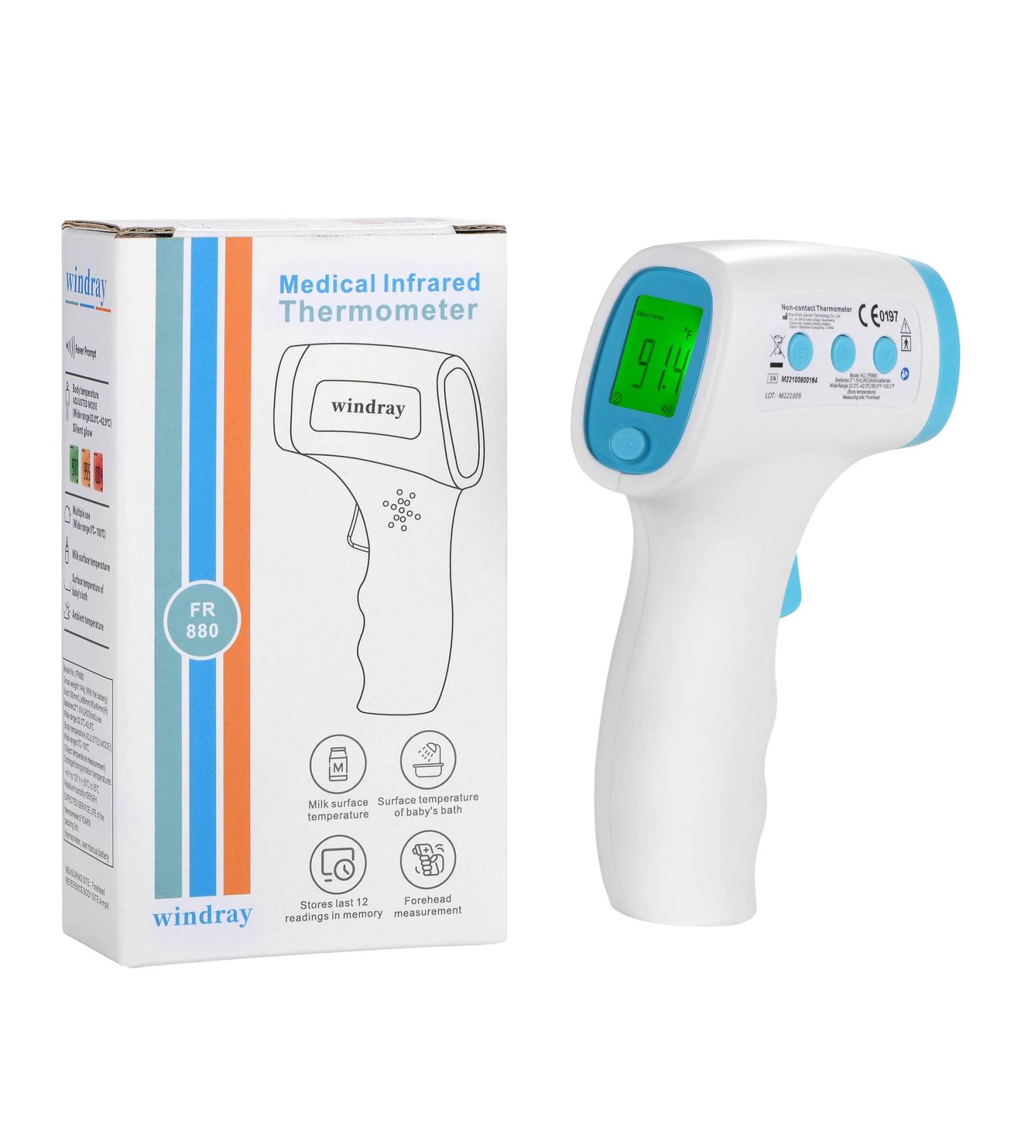 Touchless Infrared Forehead Thermometer - Instant Read for Baby & Adults | Fever Alarm & Accuracy Readings | Non-Contact Digital Thermometer - Buy Online on GoSupps.com