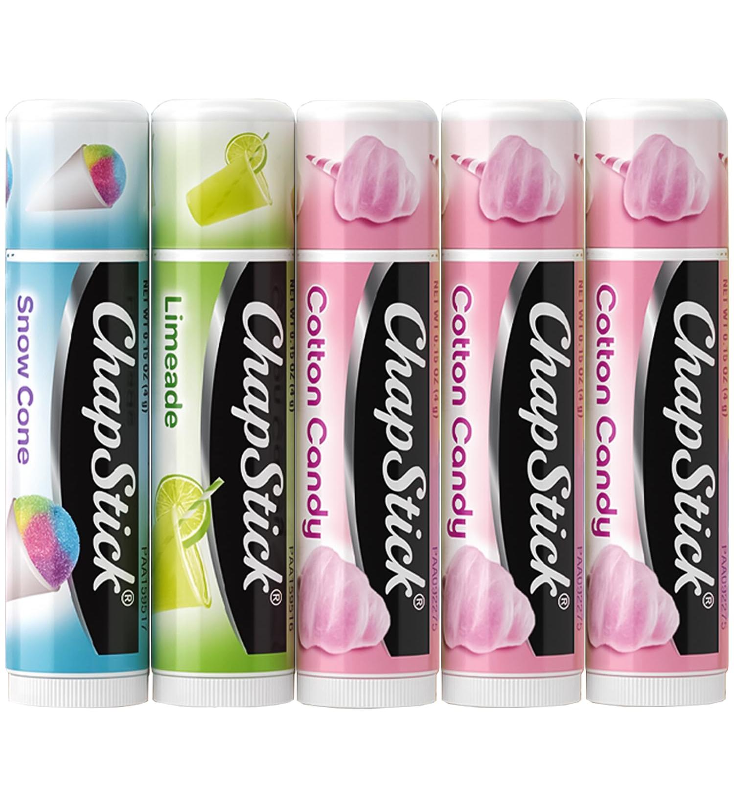 ChapStick Lip Balm Vacation Getaway Collection (Snow Cone Limeade and Cotton Candy) + 2 Cotton Candy 0.15 Oz Ea (5 Piece Set) - Buy Online on GoSupps.com